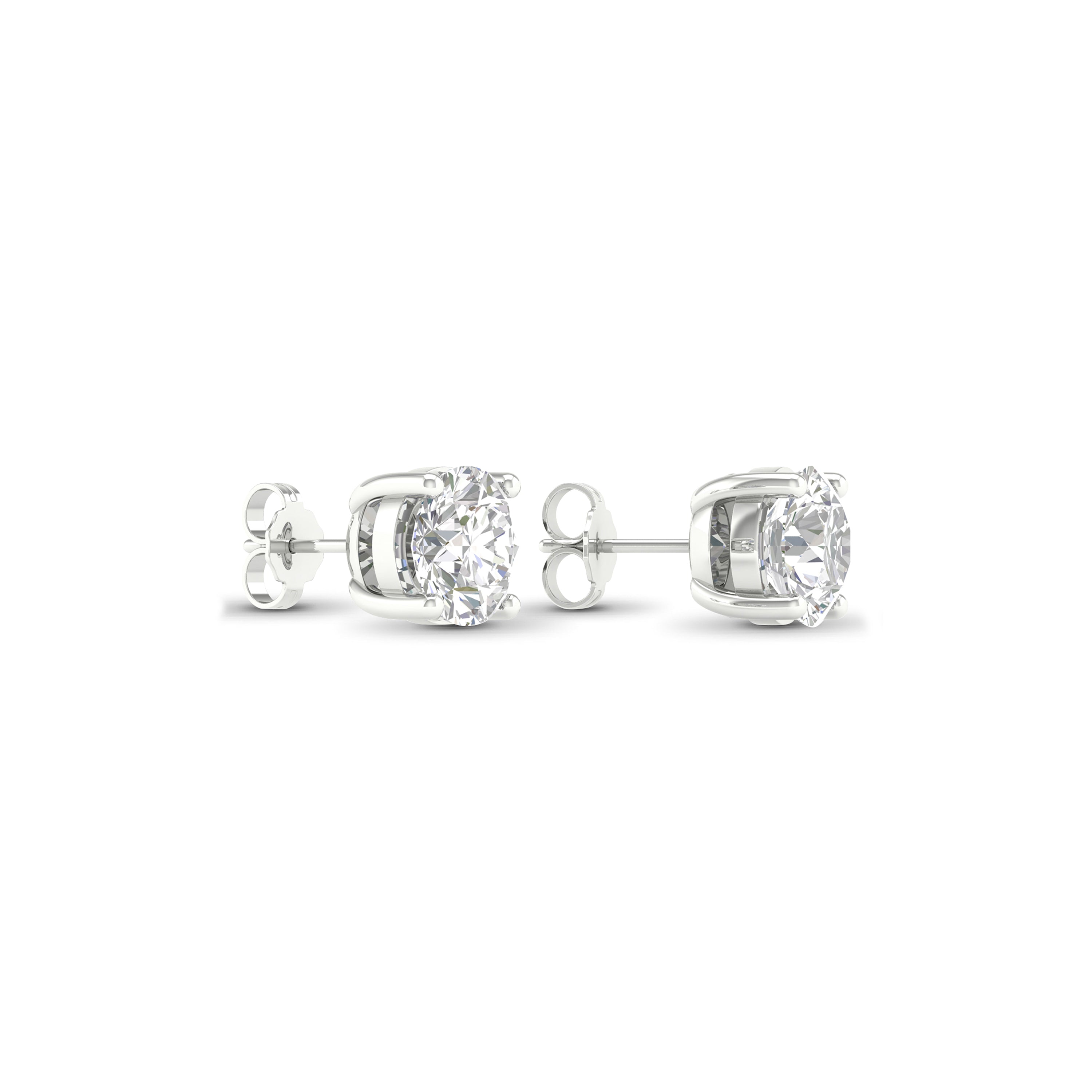 5.00 Carat T.W. Round-cut Lab Grown Diamond (F/VS+) 14K Gold Stud Earrings with Double Notch Post & Pushback