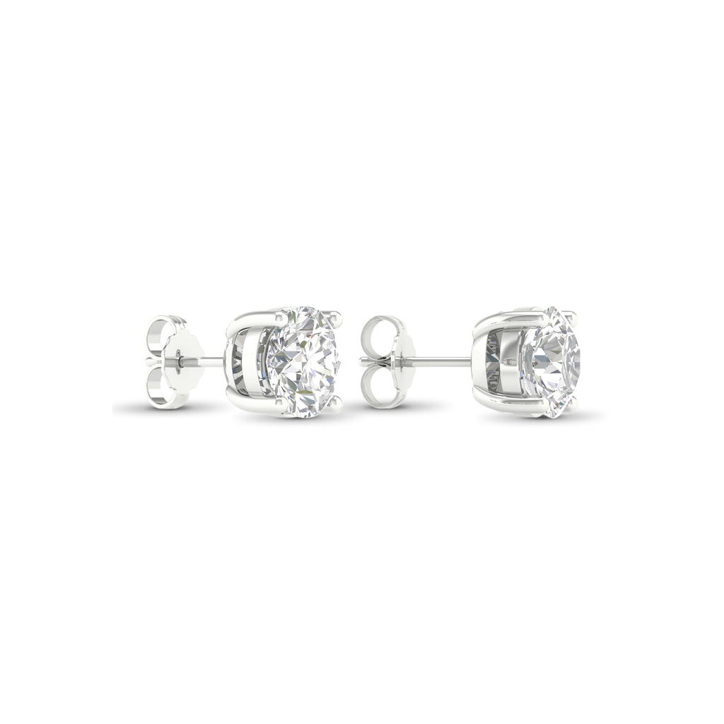 6.00 Carat T.W. Round-cut Lab Grown Diamond (F/VS+) 14K Gold Stud Earrings with Double Notch Post & Pushback