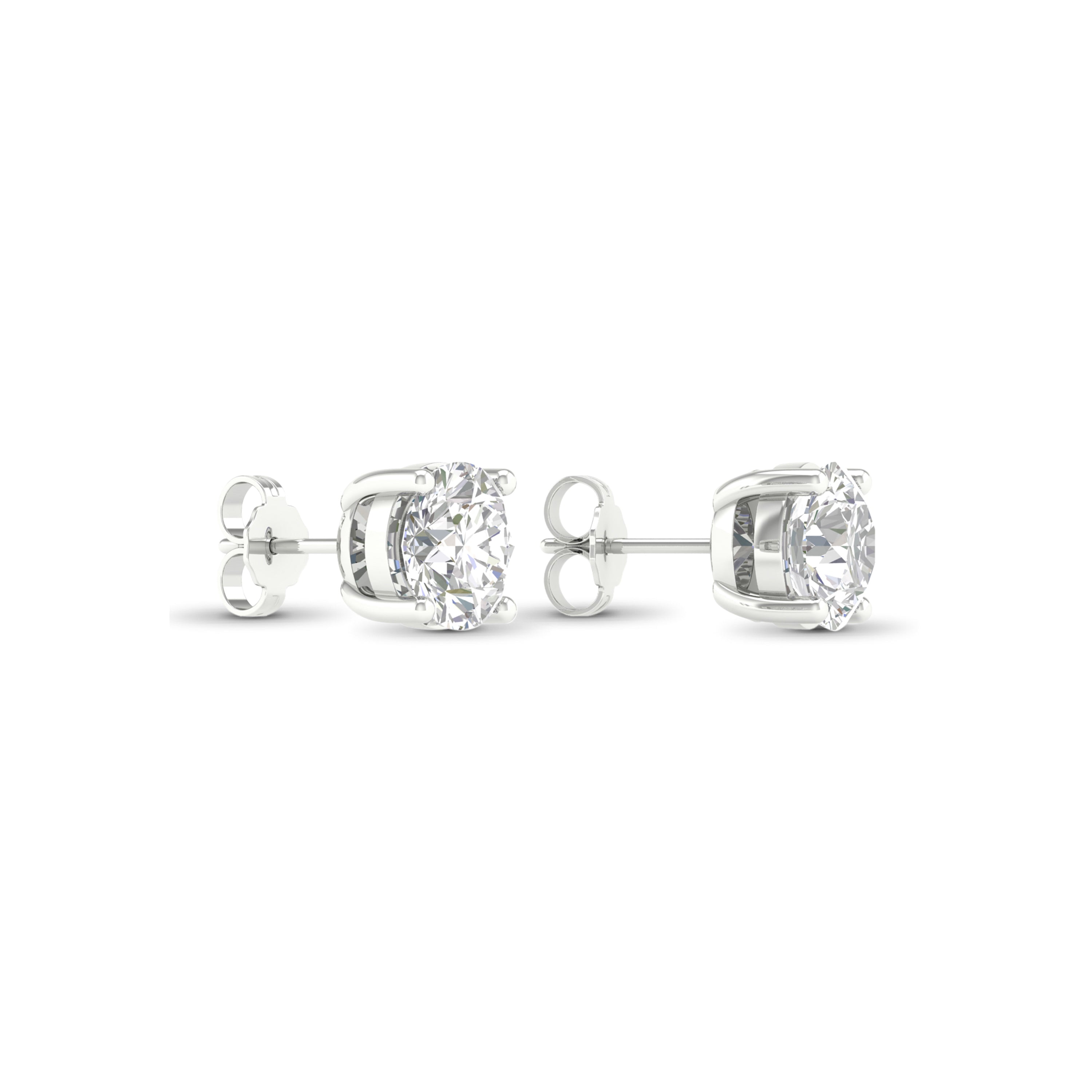 6.00 Carat T.W. Round-cut Lab Grown Diamond (F/VS+) 14K Gold Stud Earrings with Double Notch Post & Pushback