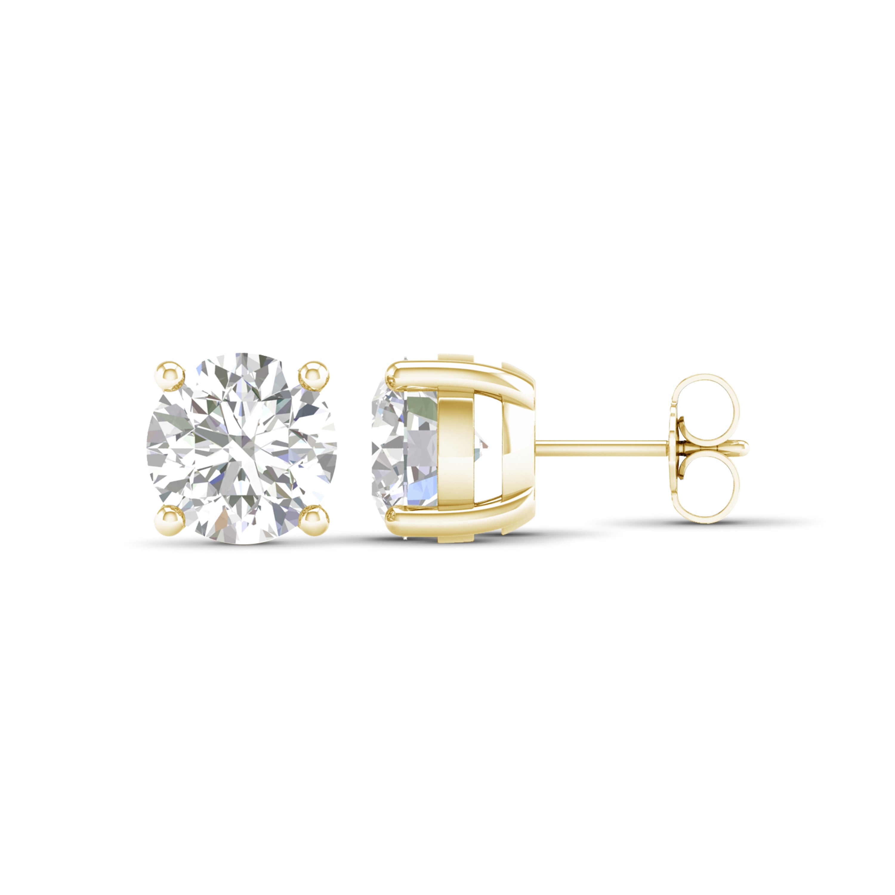6.00 Carat T.W. Round-cut Lab Grown Diamond (F/VS+) 14K Gold Stud Earrings with Double Notch Post & Pushback