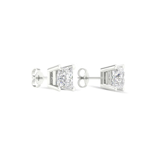 5.00 Carat T.W. Princess-cut Lab Grown Diamond ( G-H/VS ) 14K Gold Stud Earrings with Double Notch Post & Pushback