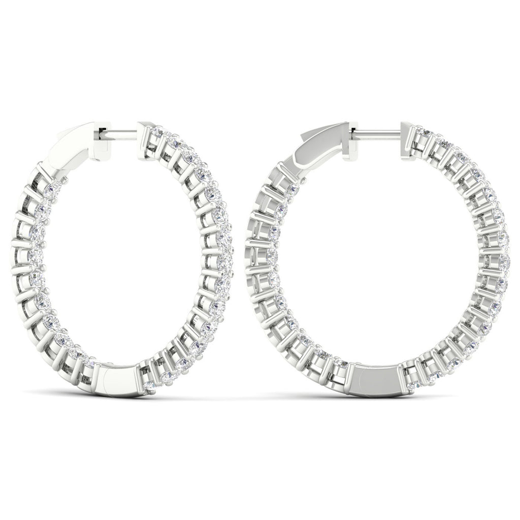 3.00 Carat T.W. Round-cut Lab Grown Diamond (F/VS+) 14K Gold Hoop Earrings