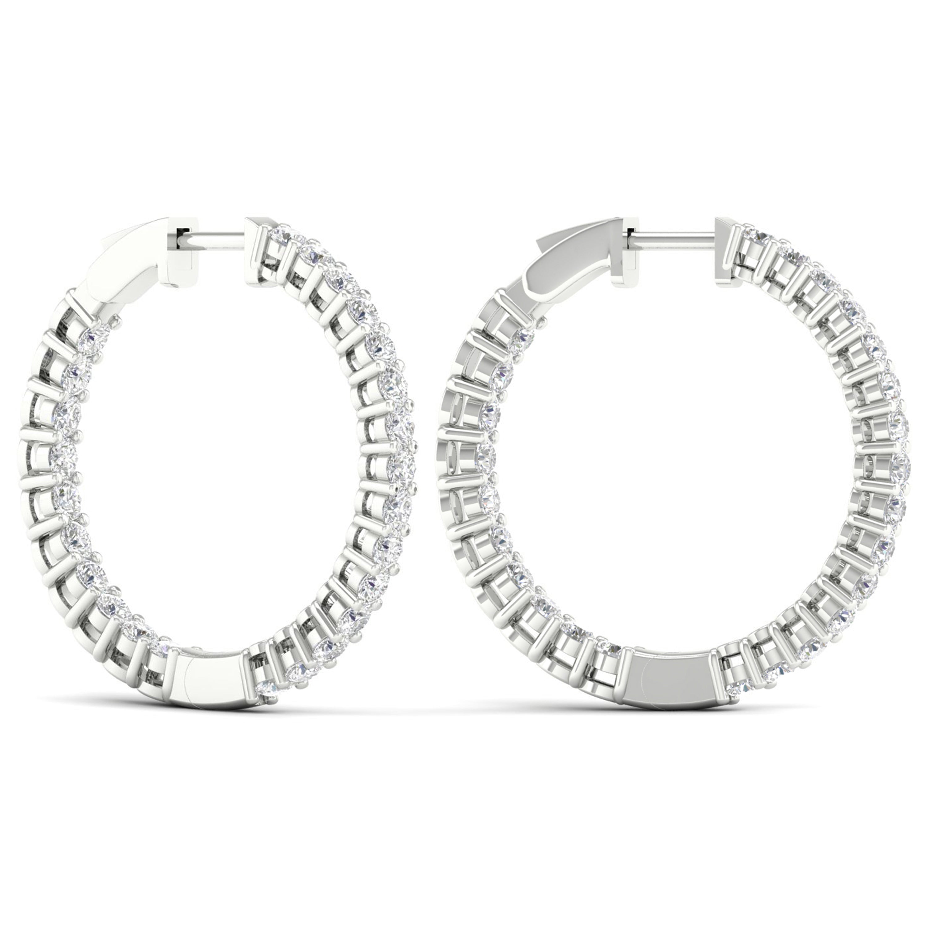 3.00 Carat T.W. Round-cut Lab Grown Diamond (F/VS+) 14K Gold Hoop Earrings