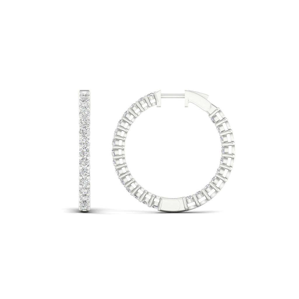 3.00 Carat T.W. Round-cut Lab Grown Diamond (F/VS+) 14K Gold Hoop Earrings