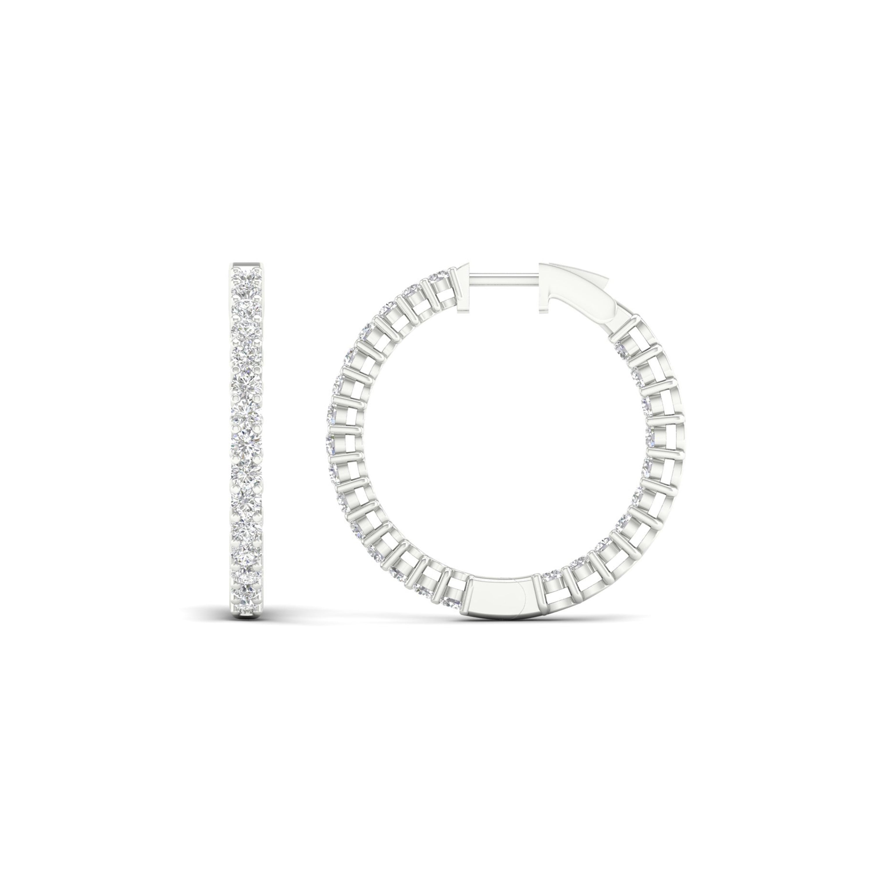 3.00 Carat T.W. Round-cut Lab Grown Diamond (F/VS+) 14K Gold Hoop Earrings