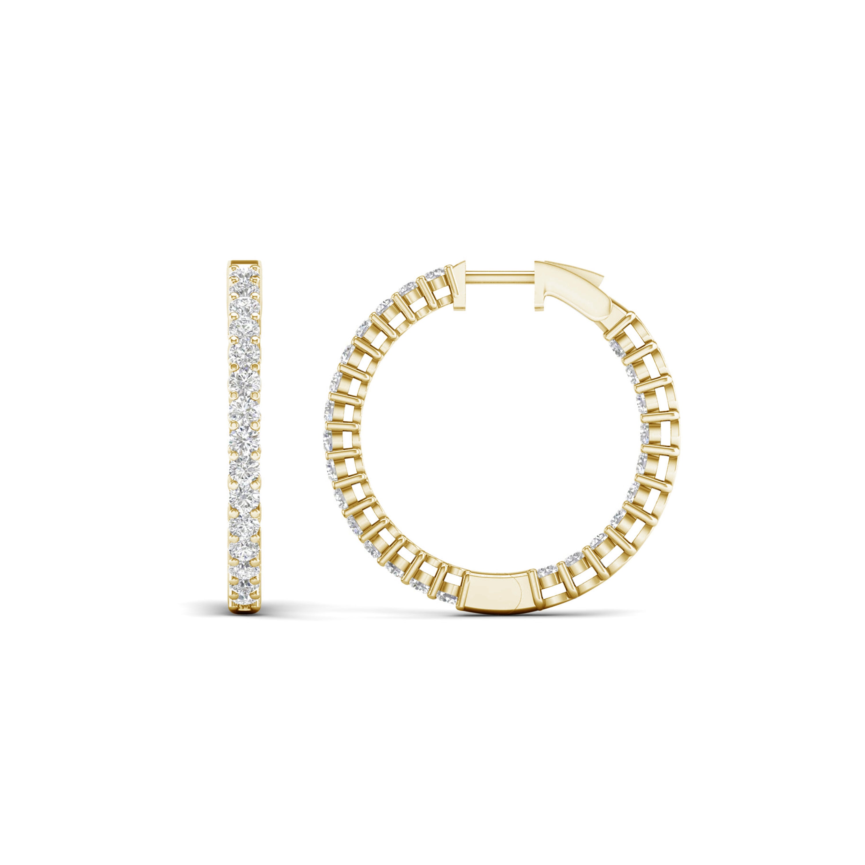 3.00 Carat T.W. Round-cut Lab Grown Diamond (F/VS+) 14K Gold Hoop Earrings
