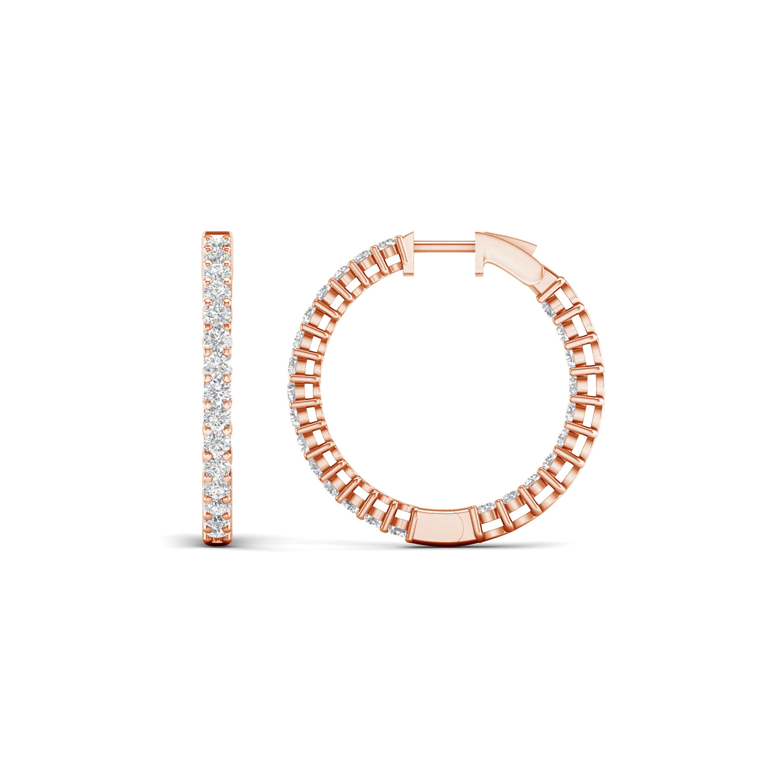 3.00 Carat T.W. Round-cut Lab Grown Diamond (F/VS+) 14K Gold Hoop Earrings