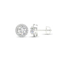 2 1/4 Carat T.W. Round-cut Lab Grown Diamond (F/VS+) 14K Gold Halo Earrings with threaded post & screw back