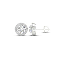 3 1/4 Carat T.W. Round-cut Lab Grown Diamond (F/VS+) 14K Gold Halo Earrings with threaded post & screw back