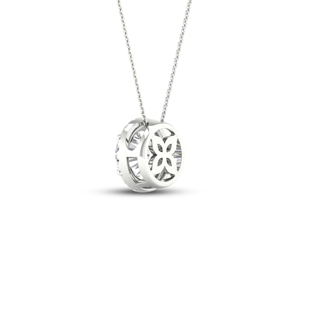 1 1/6 Carat T.W. Round-cut Lab Grown Diamond (F/VS+) 14K Gold Halo Pendant with Box Chain