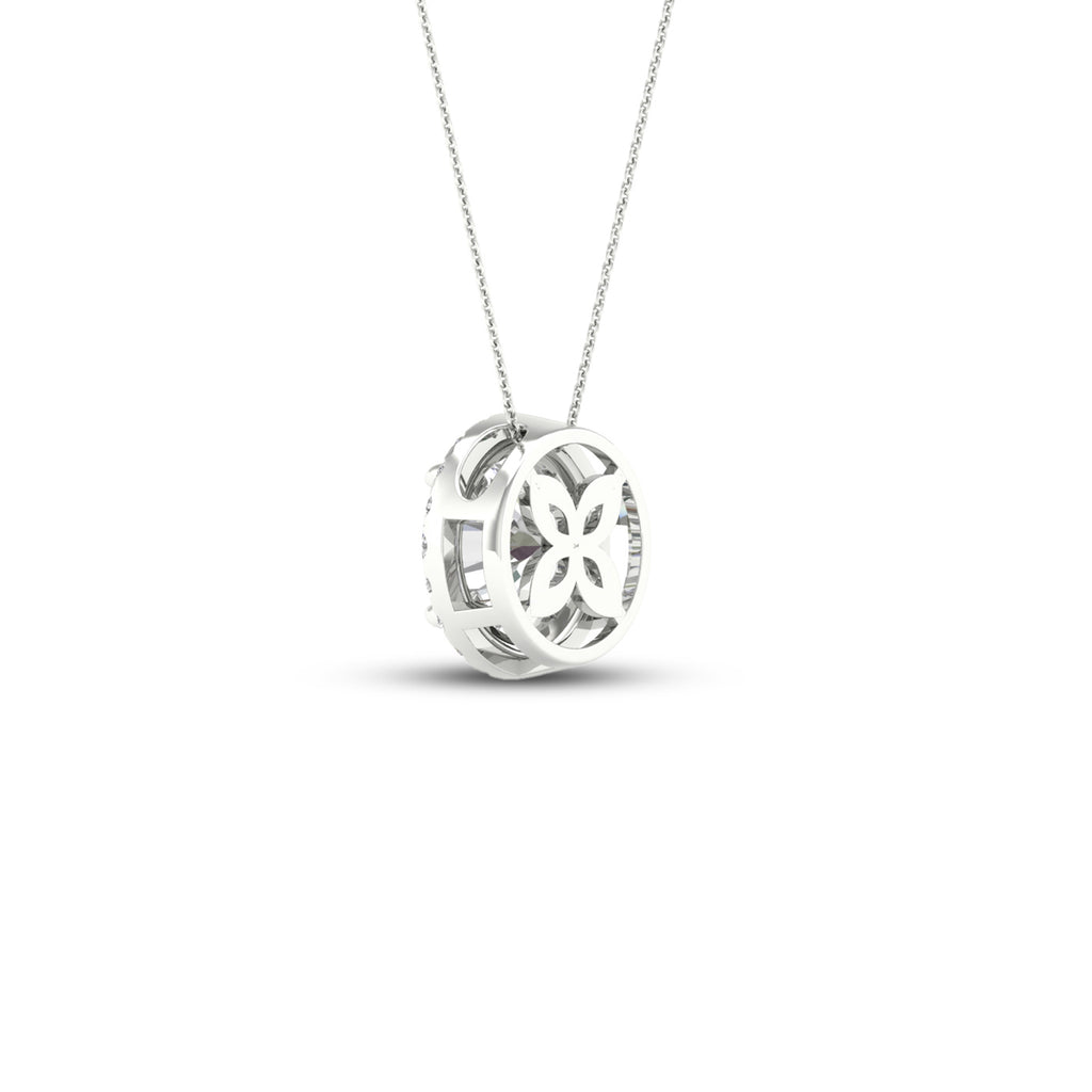 3 1/4 Carat T.W. Round-cut Lab Grown Diamond (F/VS+) 14K Gold Halo Pendant with Box Chain