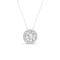 3 1/4 Carat T.W. Round-cut Lab Grown Diamond (F/VS+) 14K Gold Halo Pendant with Box Chain