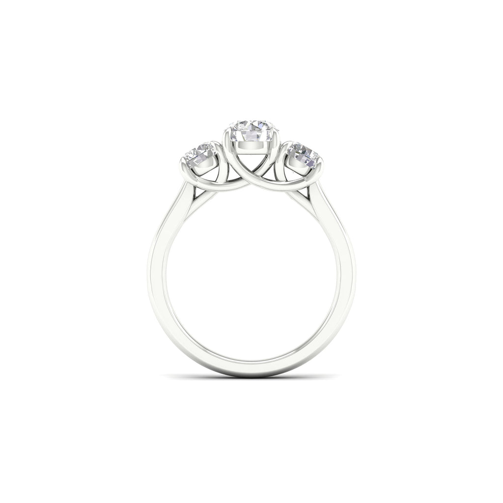 2.00-5.00 Carat T.W. Round-cut Lab Grown Diamond (F/VS+) 14K Gold 3 Stone Ring