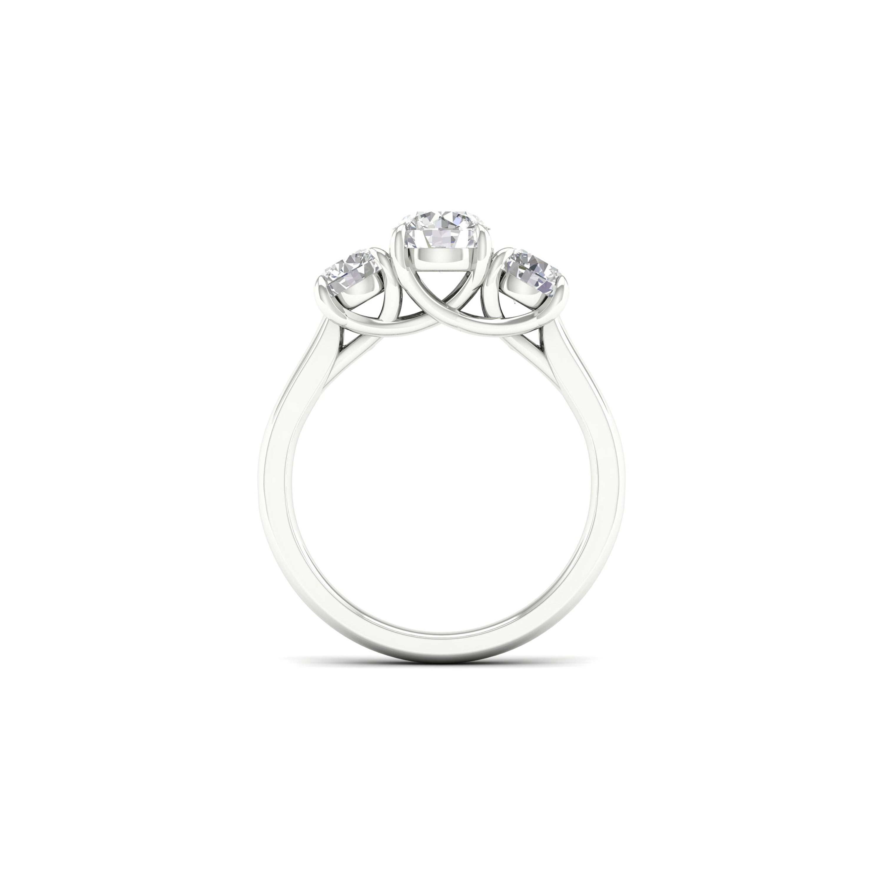 2.00-5.00 Carat T.W. Round-cut Lab Grown Diamond (F/VS+) 14K Gold 3 Stone Ring