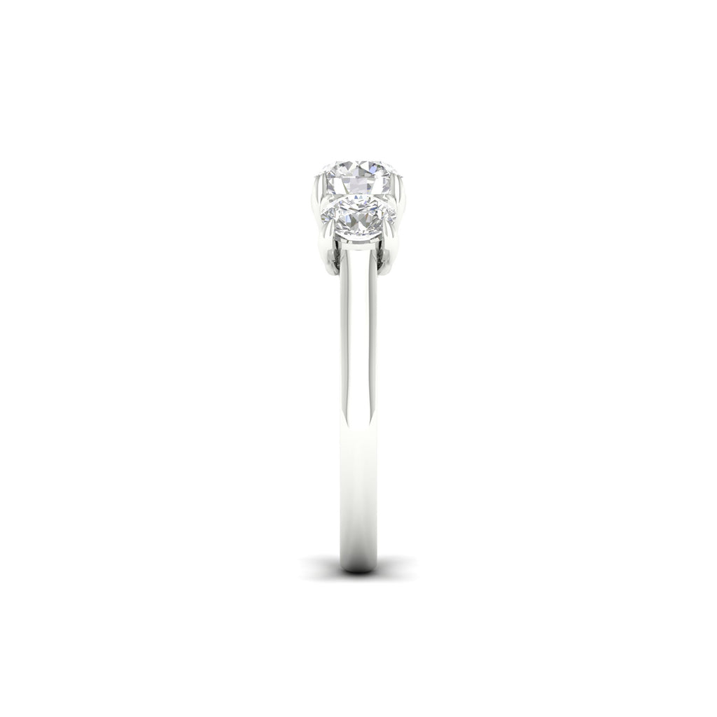 2.00-5.00 Carat T.W. Round-cut Lab Grown Diamond (F/VS+) 14K Gold 3 Stone Ring