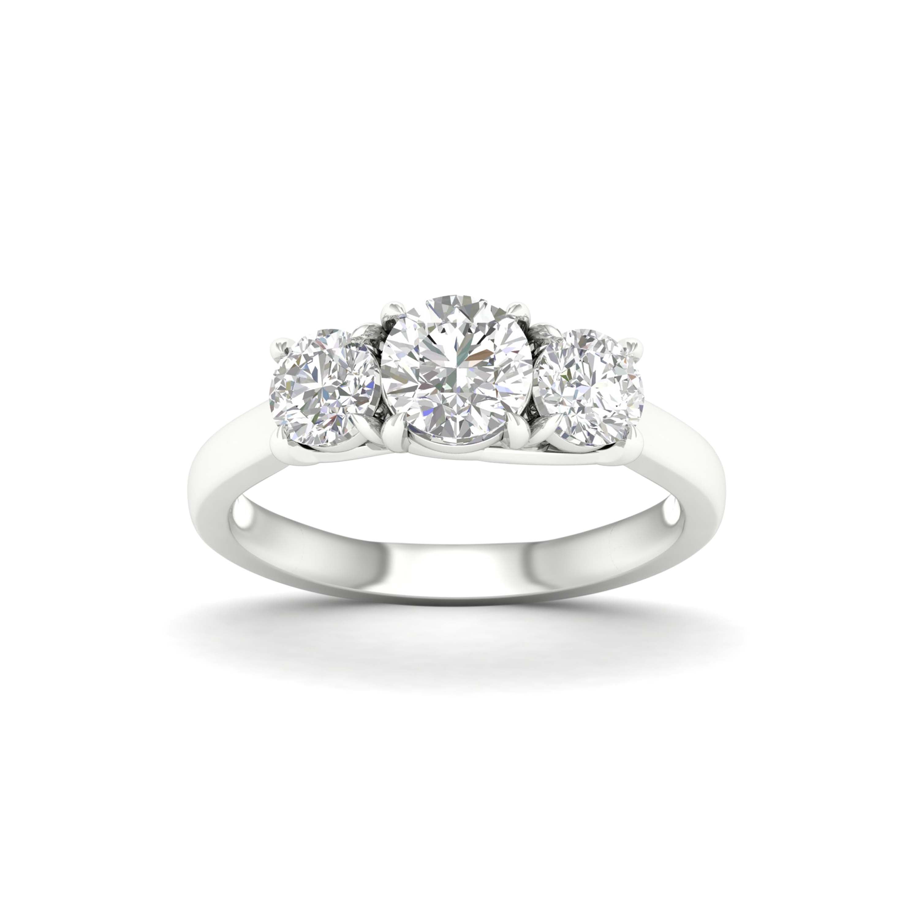 2.00-5.00 Carat T.W. Round-cut Lab Grown Diamond (F/VS+) 14K Gold 3 Stone Ring