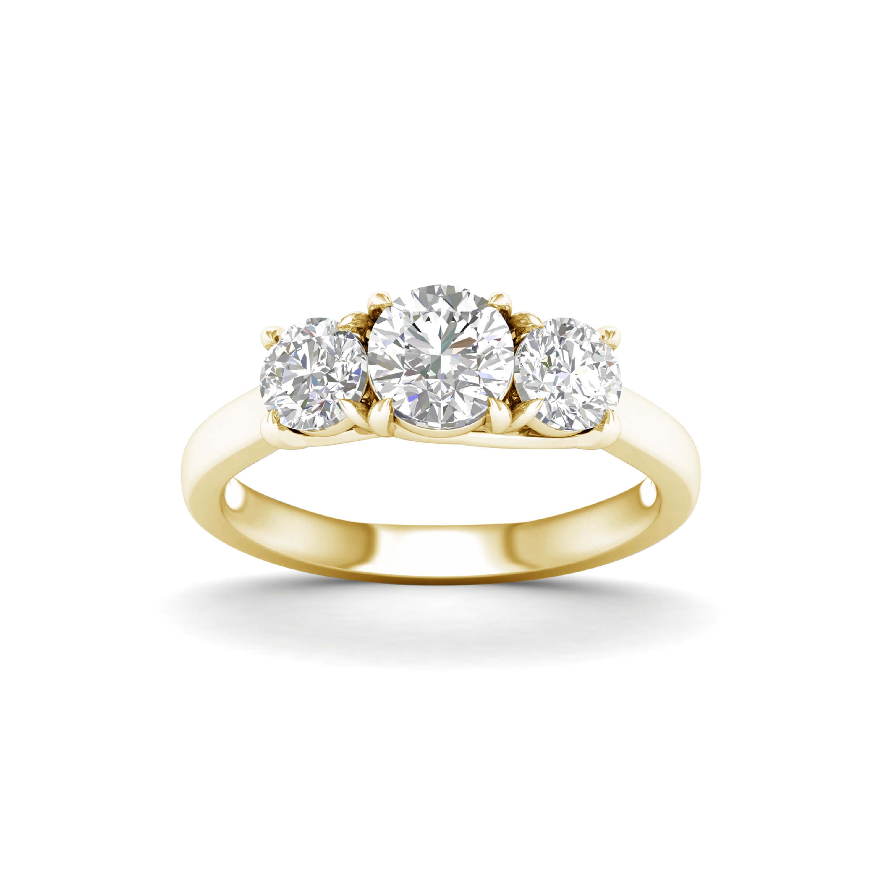 2.00-5.00 Carat T.W. Round-cut Lab Grown Diamond (F/VS+) 14K Gold 3 Stone Ring