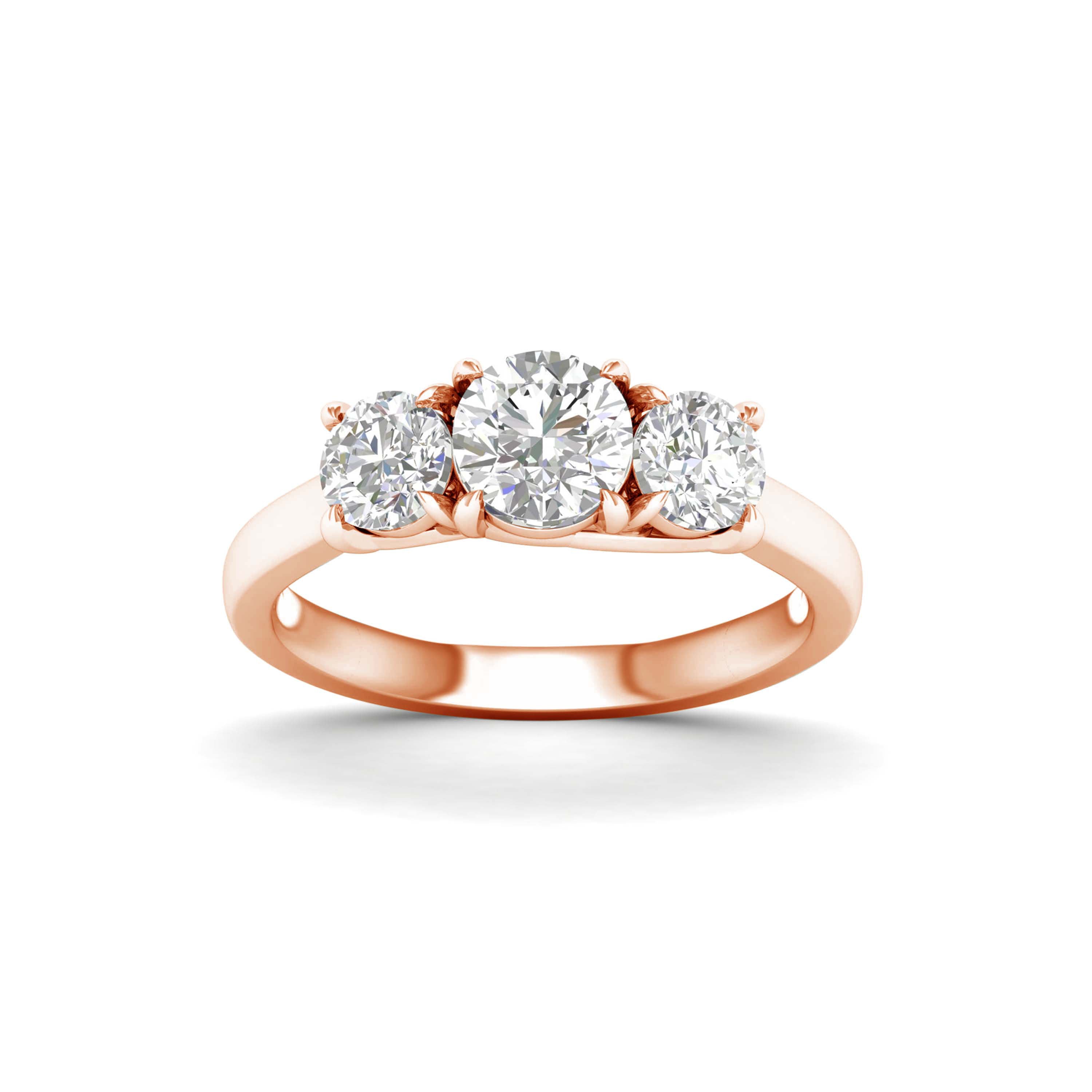 2.00-5.00 Carat T.W. Round-cut Lab Grown Diamond (F/VS+) 14K Gold 3 Stone Ring