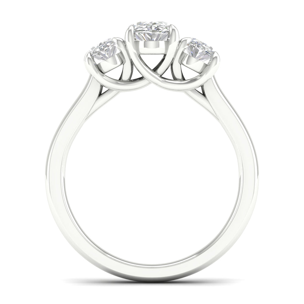 2.00-5.00 Carat T.W. Oval-cut Lab Grown Diamond (F/VS+) 14K Gold 3 Stone Ring