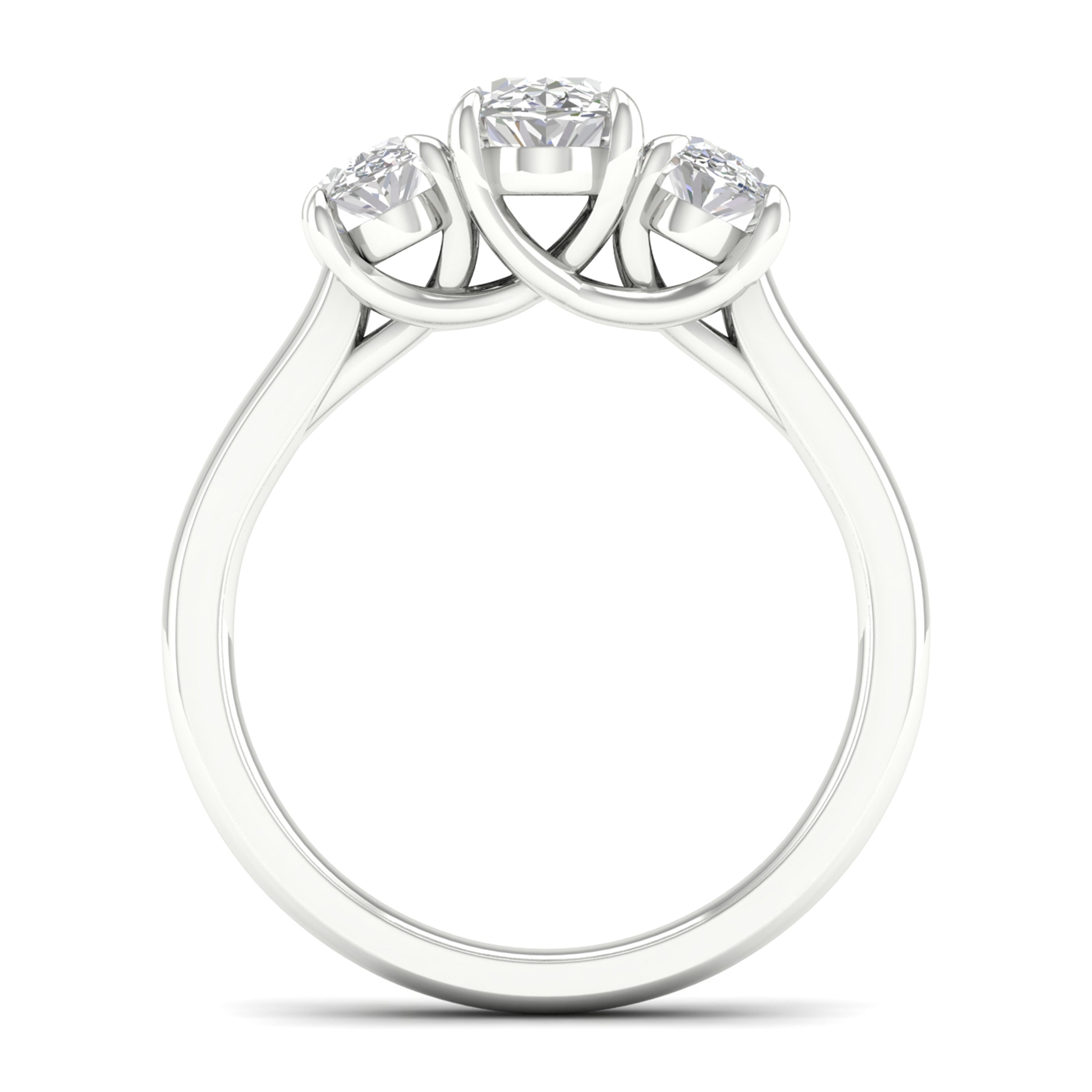 2.00-5.00 Carat T.W. Oval-cut Lab Grown Diamond (F/VS+) 14K Gold 3 Stone Ring