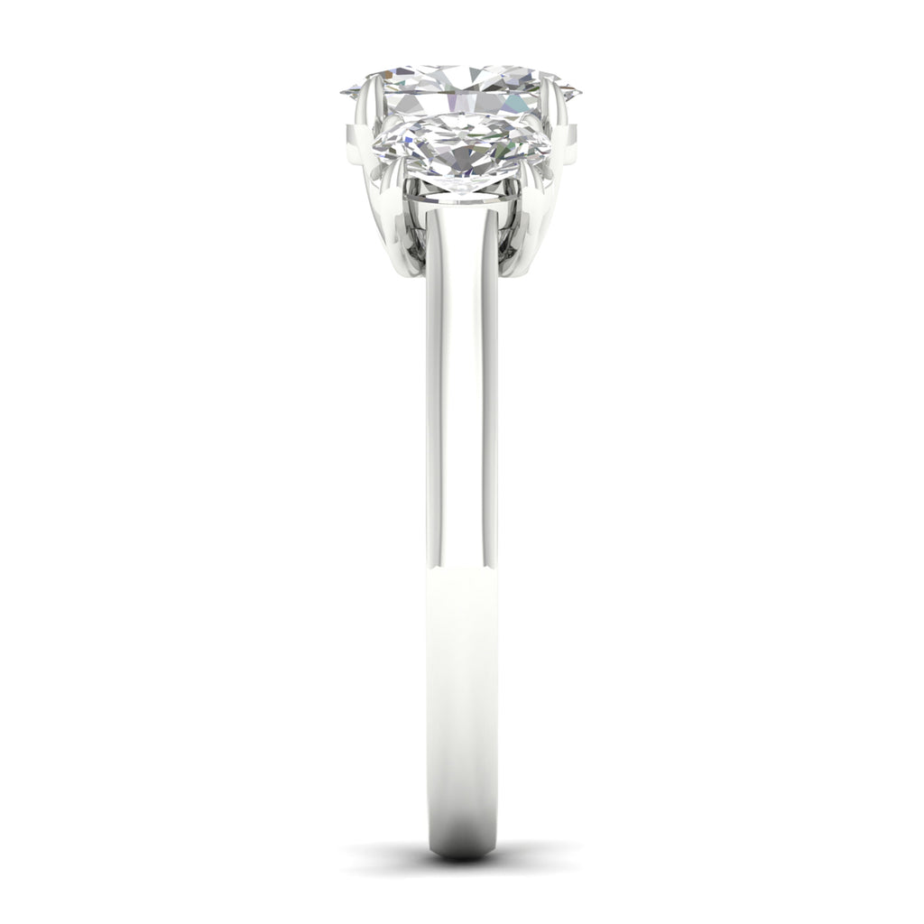2.00-5.00 Carat T.W. Oval-cut Lab Grown Diamond (F/VS+) 14K Gold 3 Stone Ring