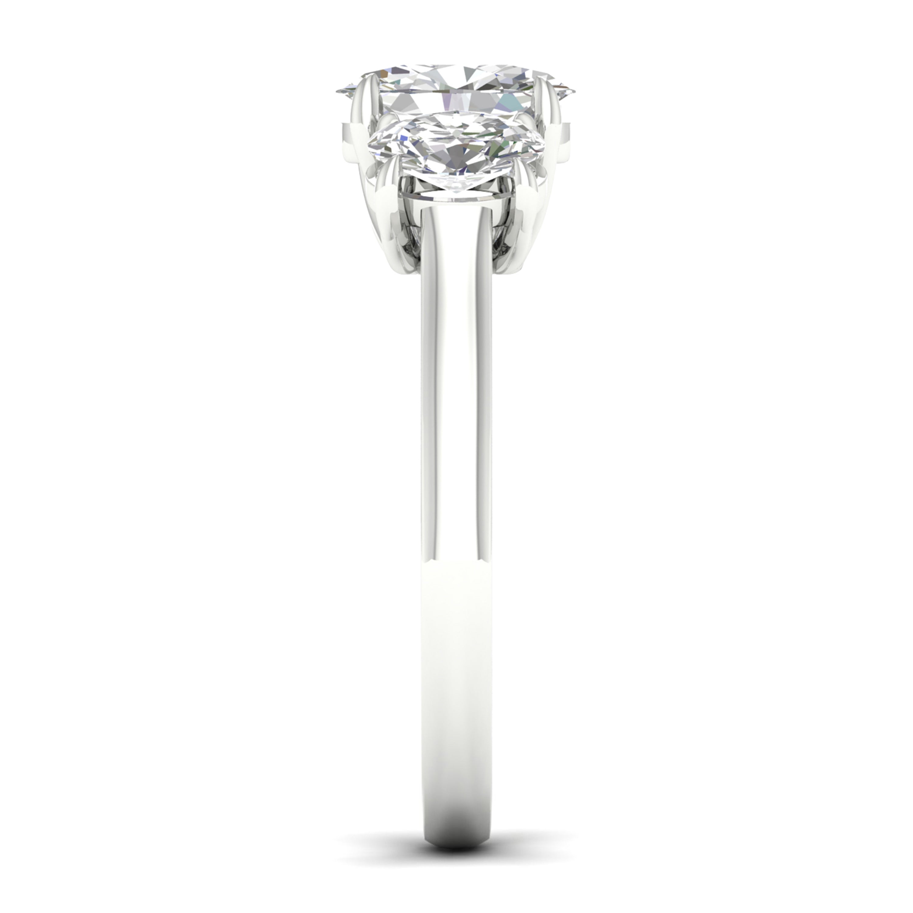 2.00-5.00 Carat T.W. Oval-cut Lab Grown Diamond (F/VS+) 14K Gold 3 Stone Ring