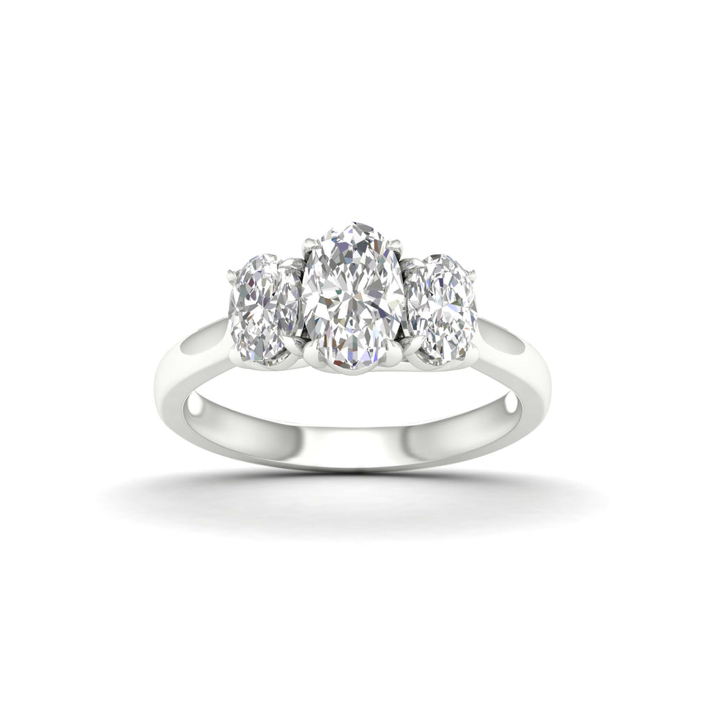 2.00-5.00 Carat T.W. Oval-cut Lab Grown Diamond (F/VS+) 14K Gold 3 Stone Ring