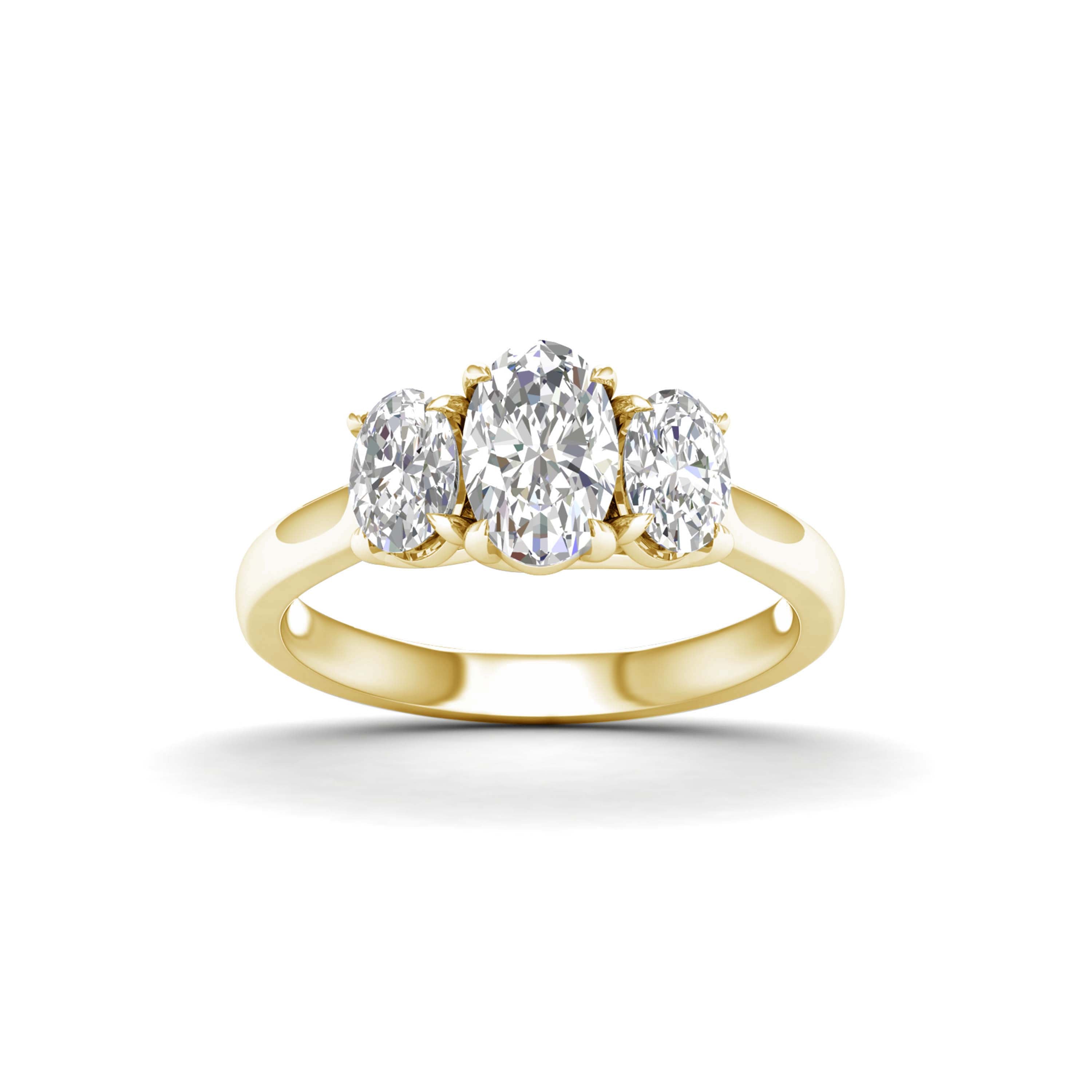 2.00-5.00 Carat T.W. Oval-cut Lab Grown Diamond (F/VS+) 14K Gold 3 Stone Ring