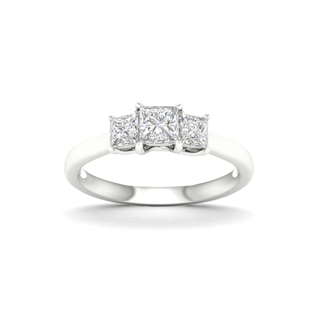 2.00-5.00 Carat T.W. Princess-cut Lab Grown Diamond (F/VS+) 14K Gold 3 Stone Ring