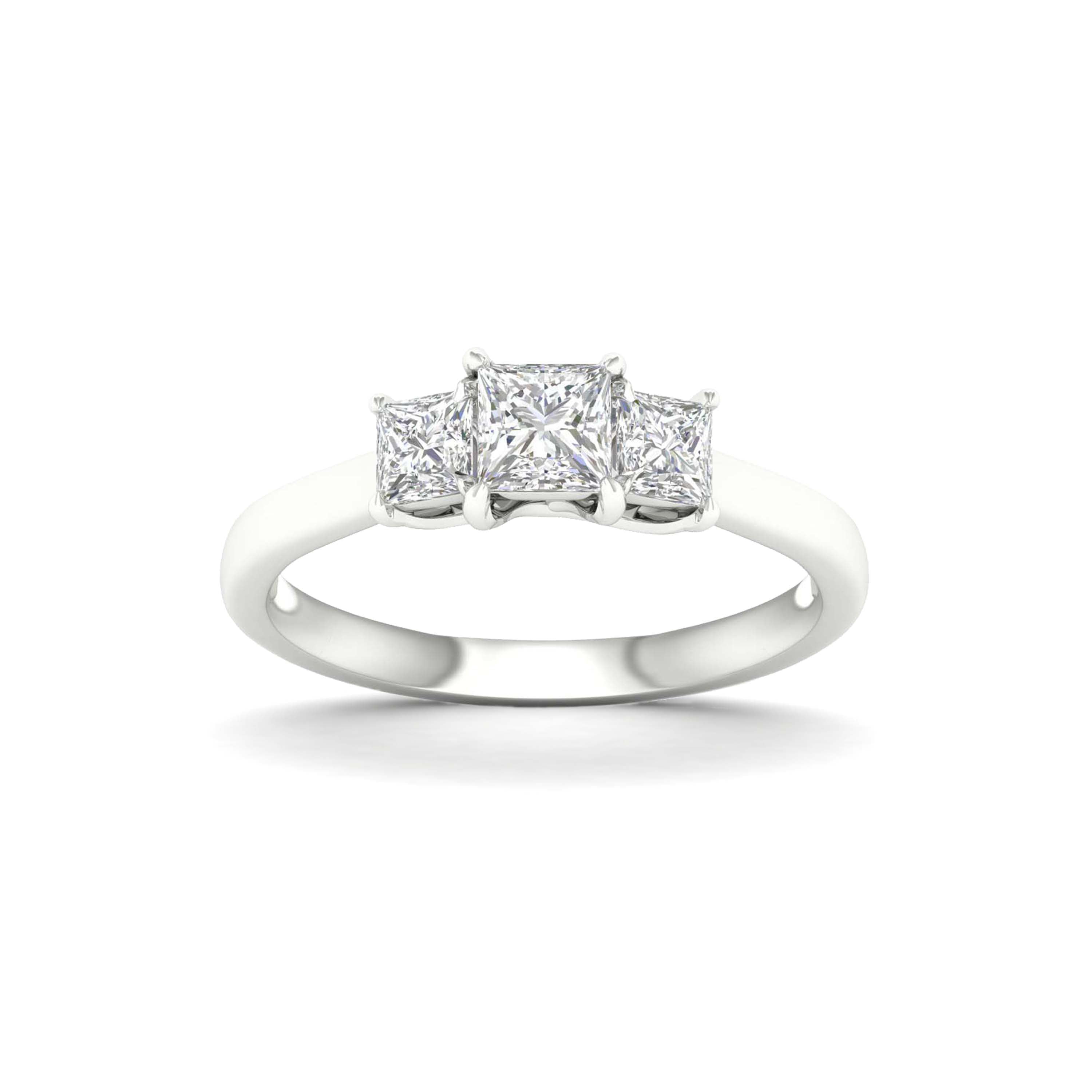 2.00-5.00 Carat T.W. Princess-cut Lab Grown Diamond (F/VS+) 14K Gold 3 Stone Ring