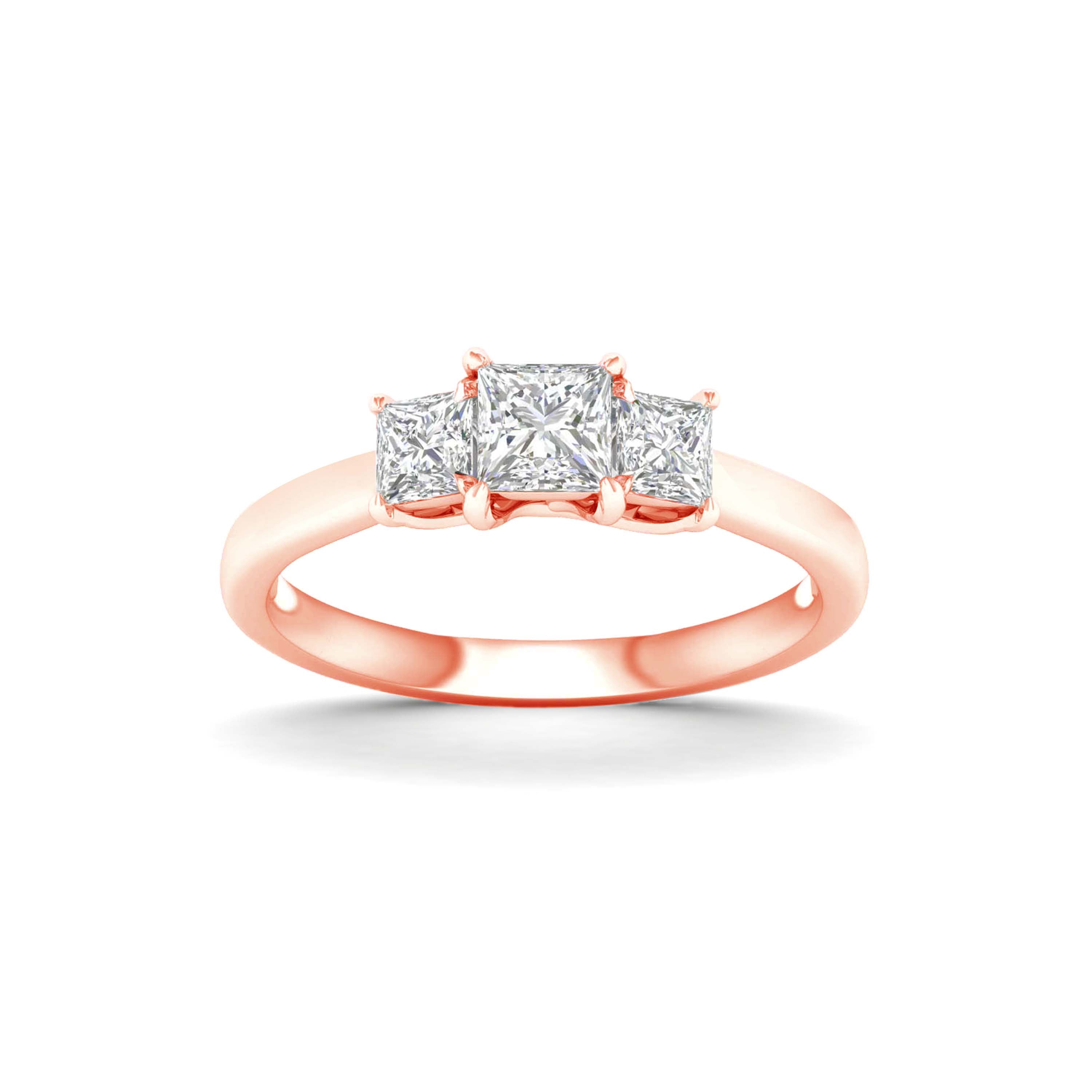 2.00-5.00 Carat T.W. Princess-cut Lab Grown Diamond (F/VS+) 14K Gold 3 Stone Ring