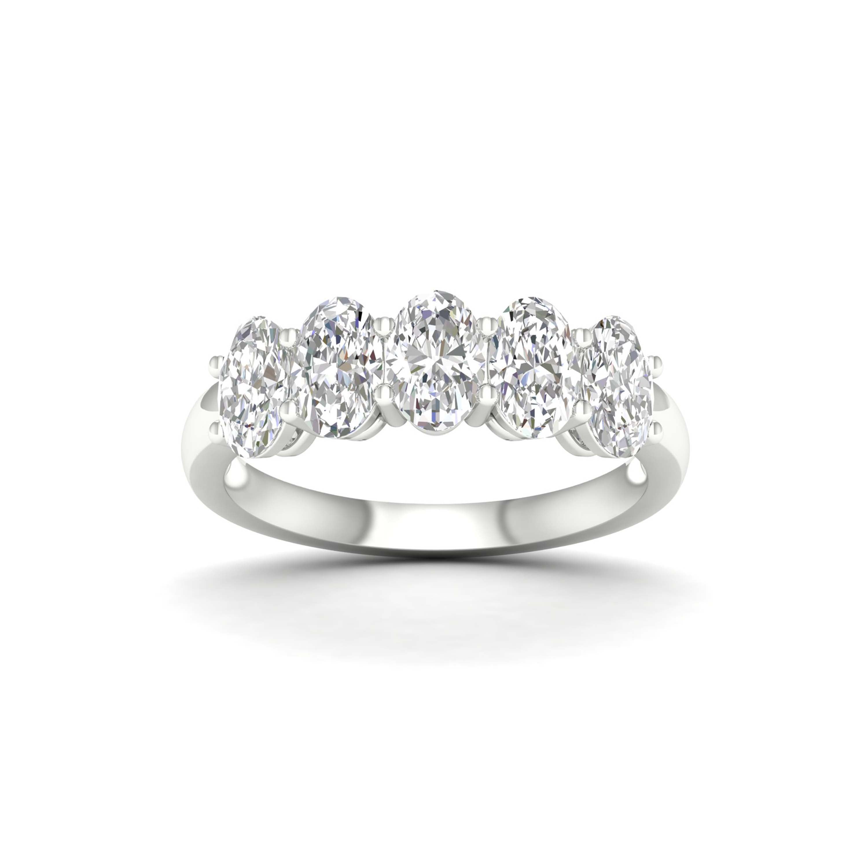 5.00 Carat T.W. Oval-cut Lab Grown Diamond (F/VS+) 14K Gold 5 Stone Ring