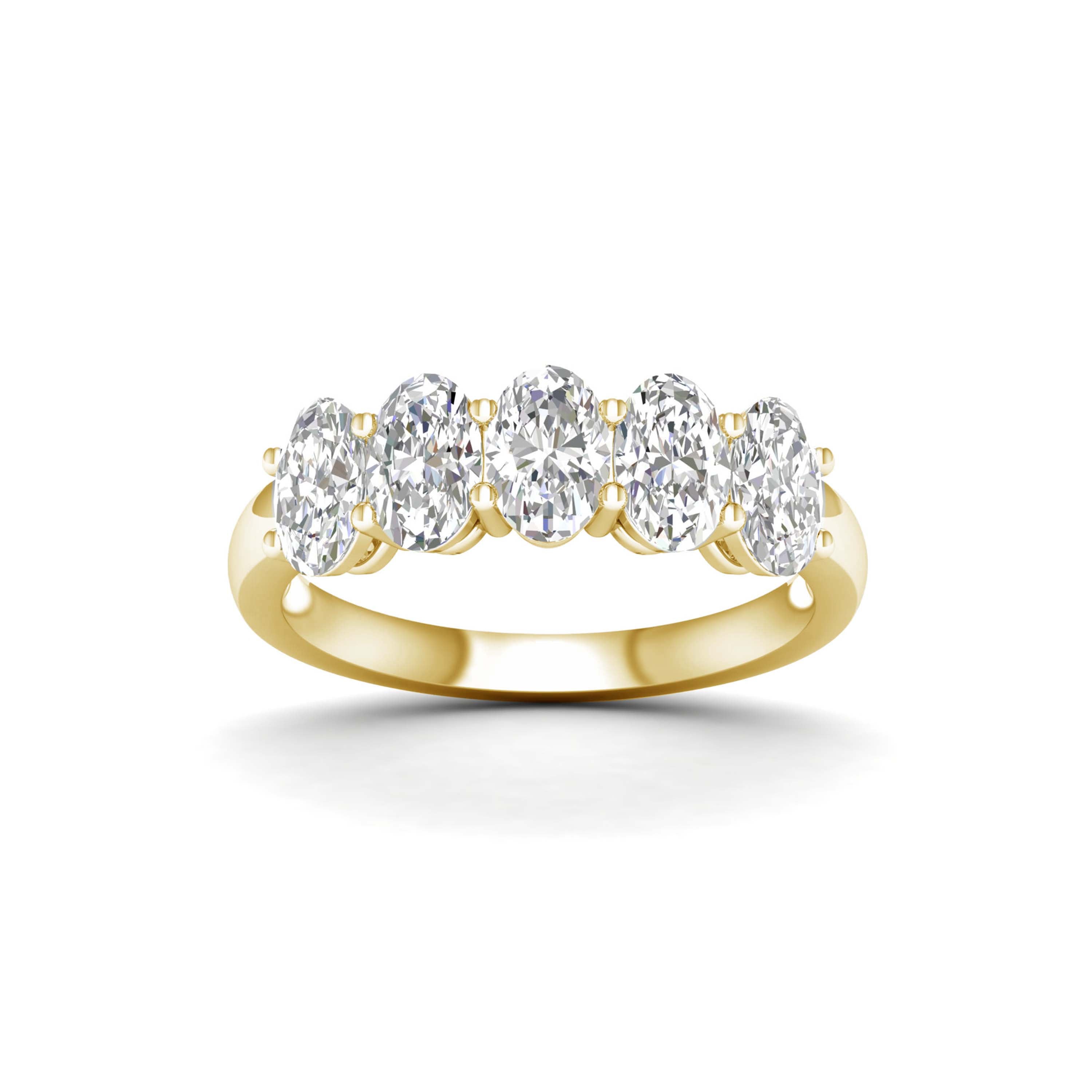 5.00 Carat T.W. Oval-cut Lab Grown Diamond (F/VS+) 14K Gold 5 Stone Ring