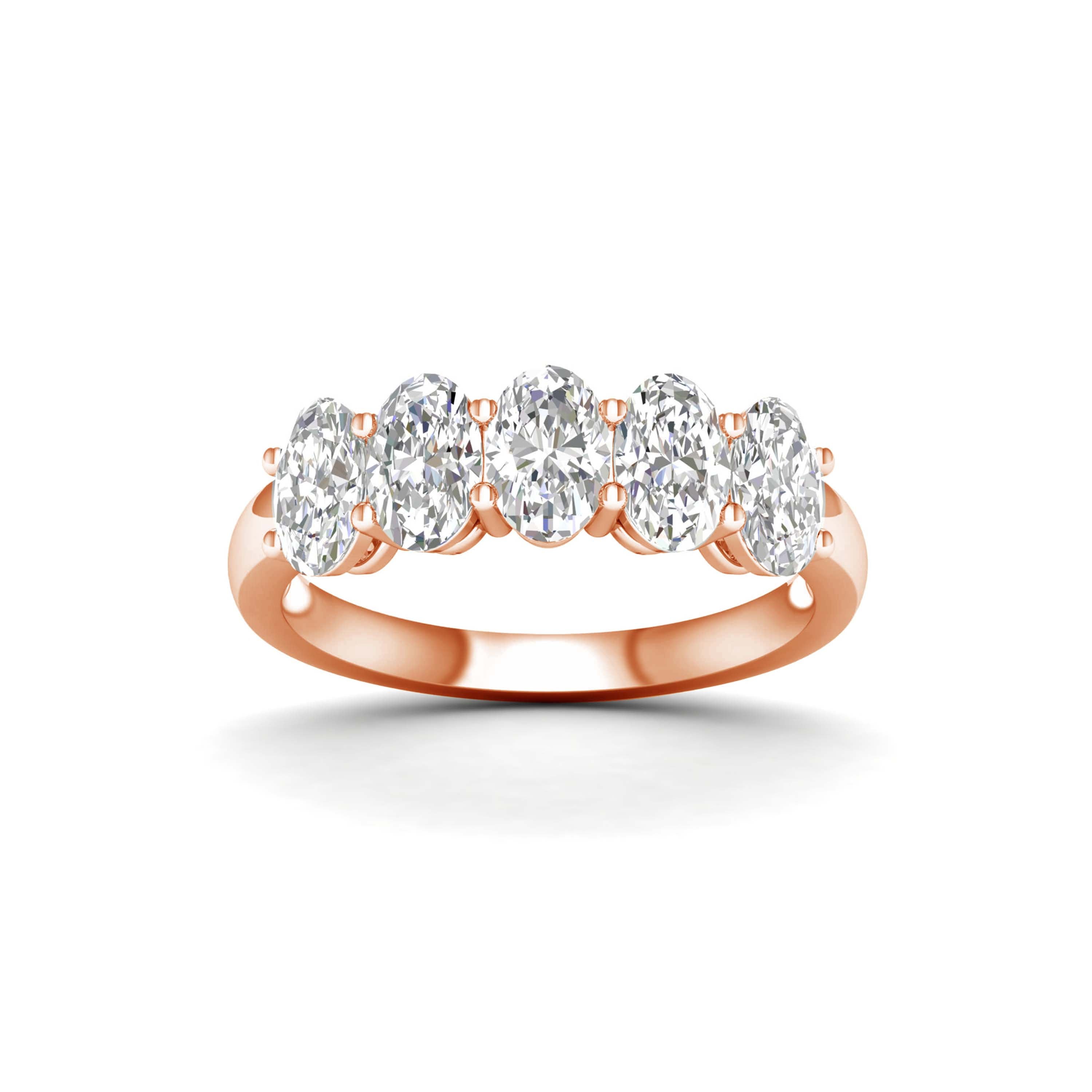 5.00 Carat T.W. Oval-cut Lab Grown Diamond (F/VS+) 14K Gold 5 Stone Ring