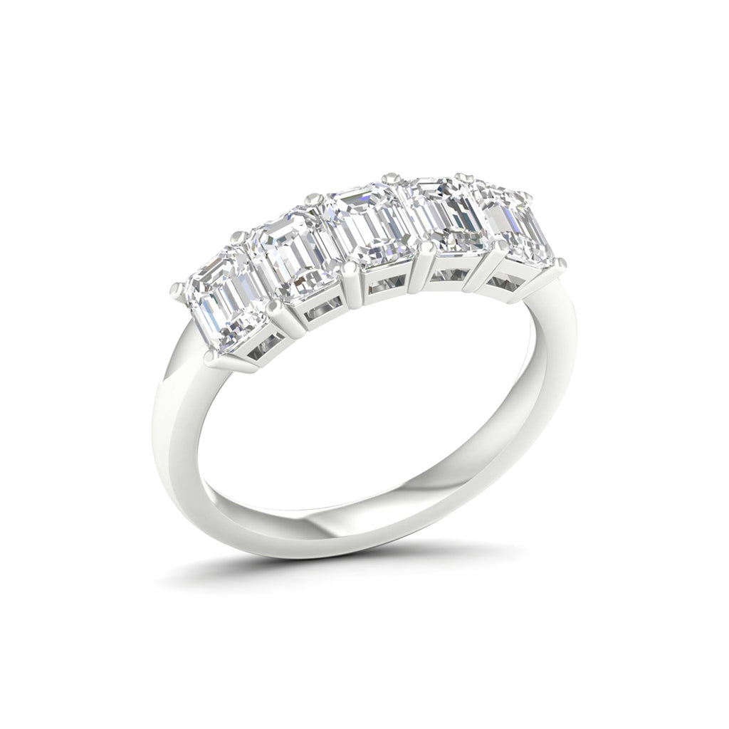 7 1/2 Carat T.W. Emerald-cut Lab Grown Diamond (F/VS+) 14K Gold 5 Stone Ring