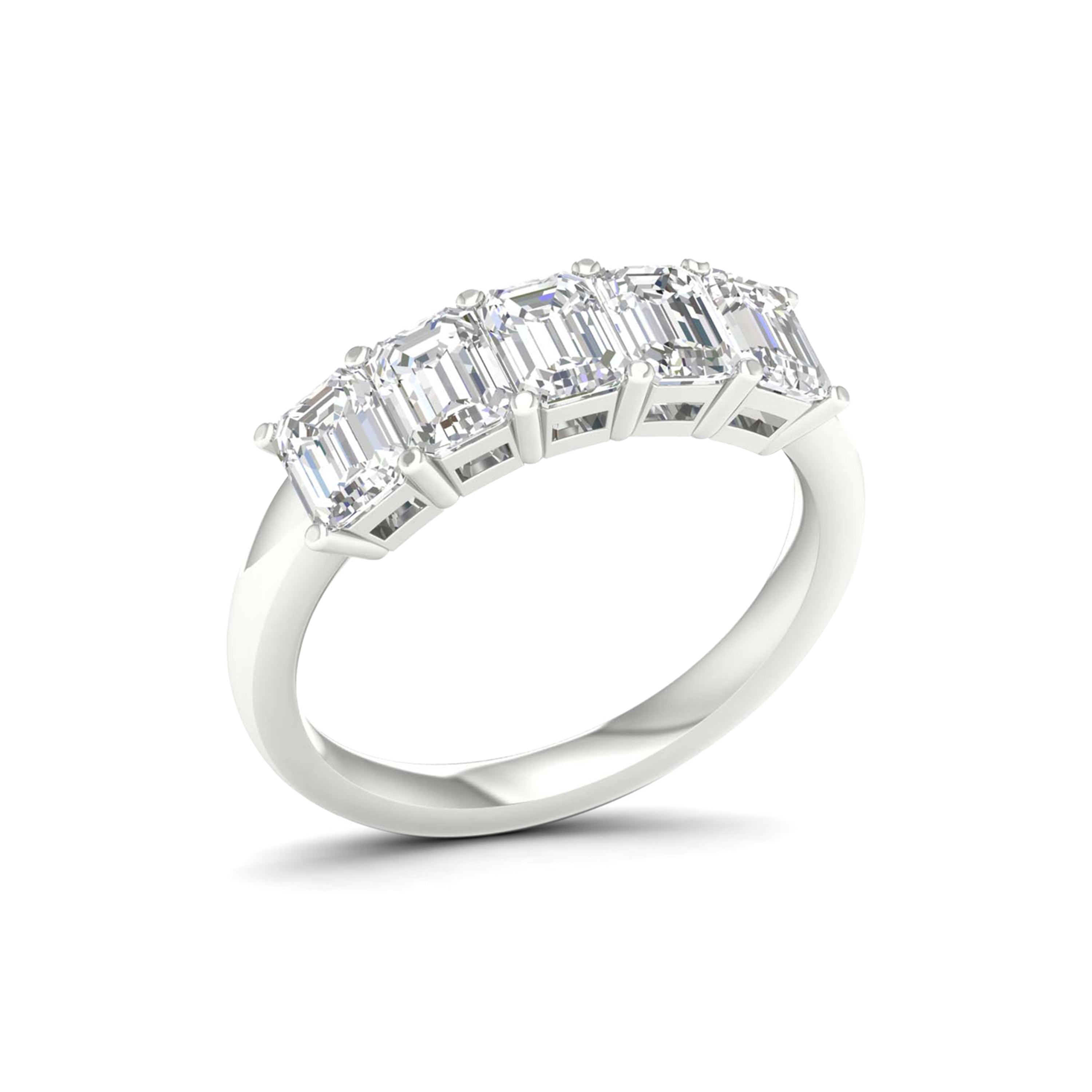 7 1/2 Carat T.W. Emerald-cut Lab Grown Diamond (F/VS+) 14K Gold 5 Stone Ring