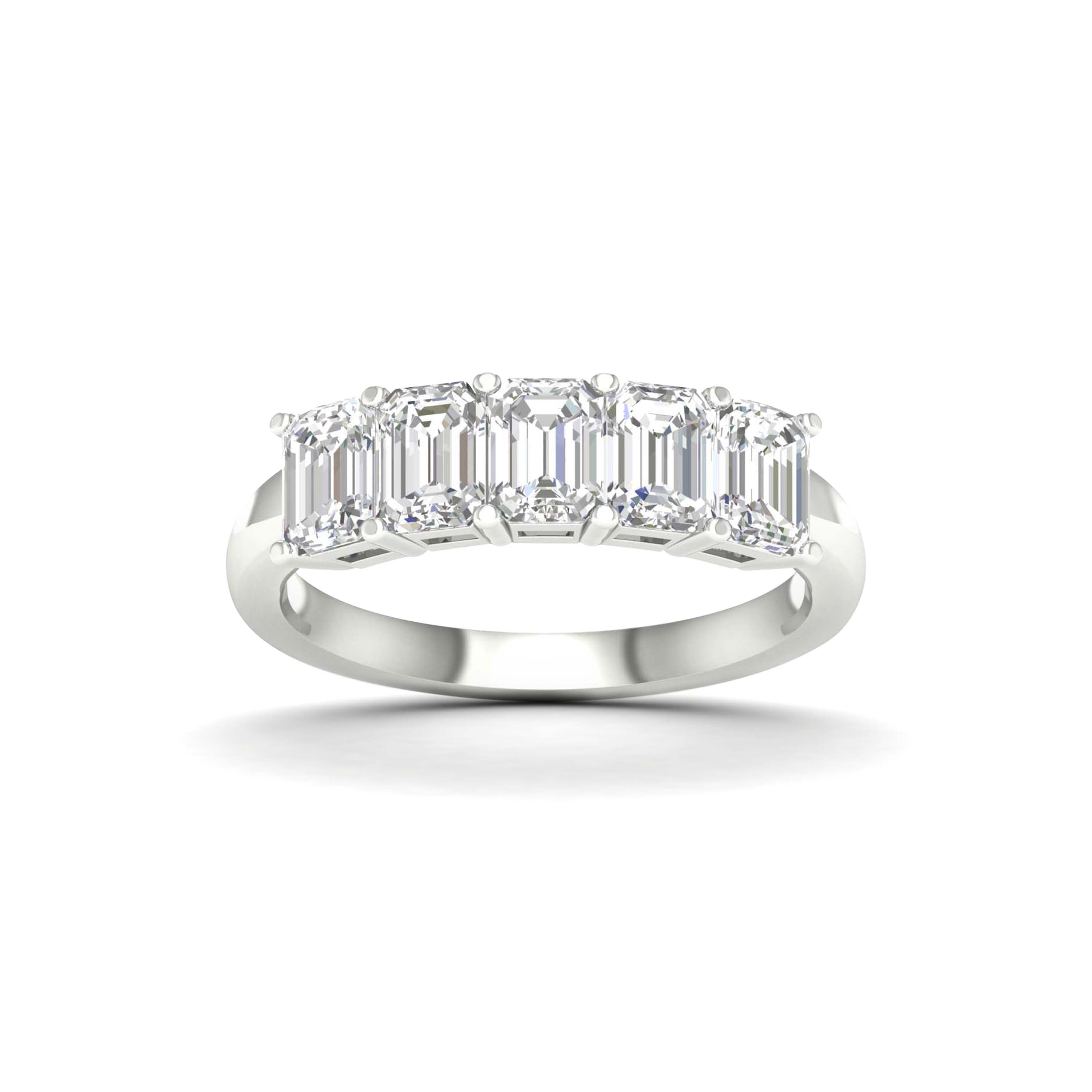 7 1/2 Carat T.W. Emerald-cut Lab Grown Diamond (F/VS+) 14K Gold 5 Stone Ring