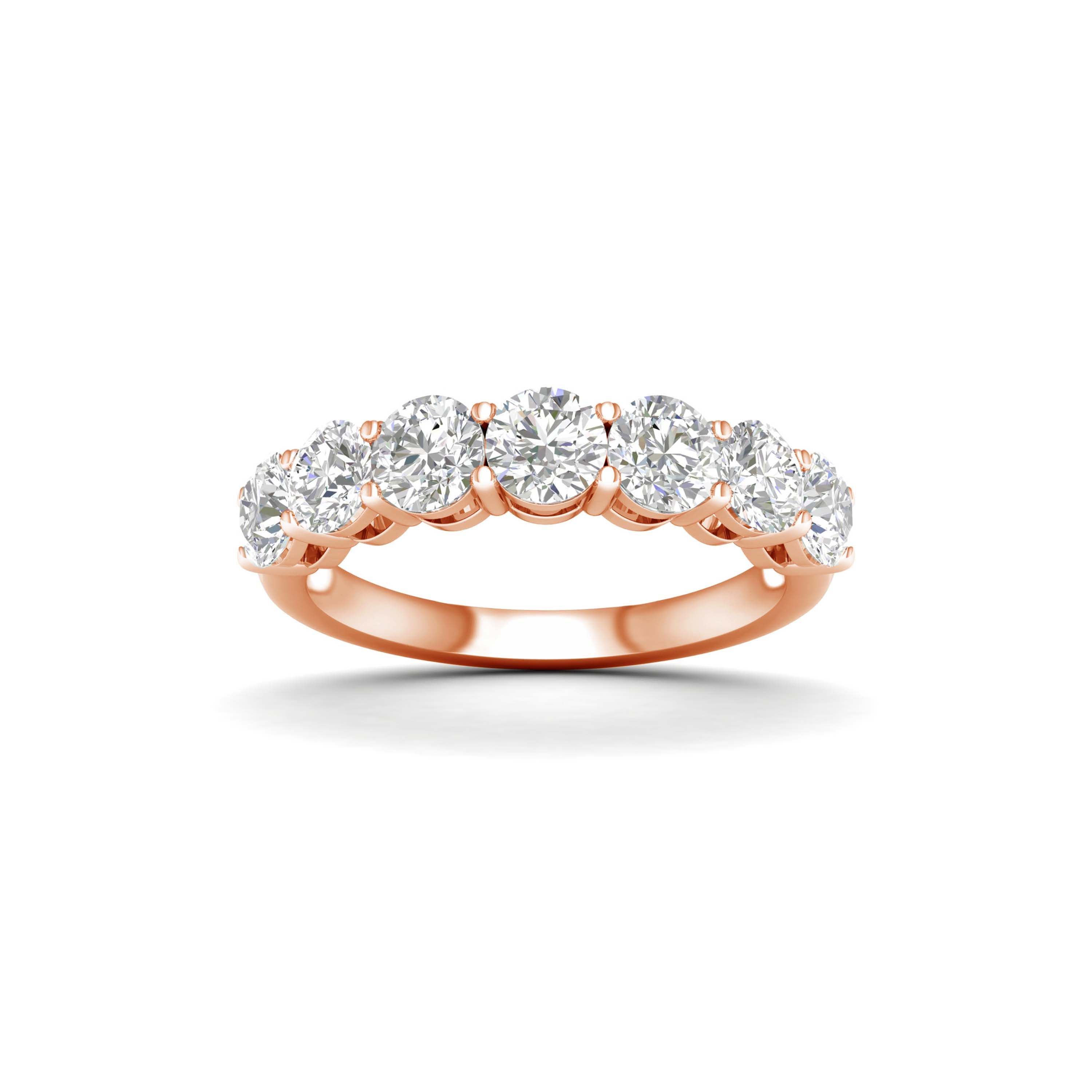 3 1/2 Carat T.W. Round-cut Lab Grown Diamond (F/VS+) 14K Gold 7 Stone Ring