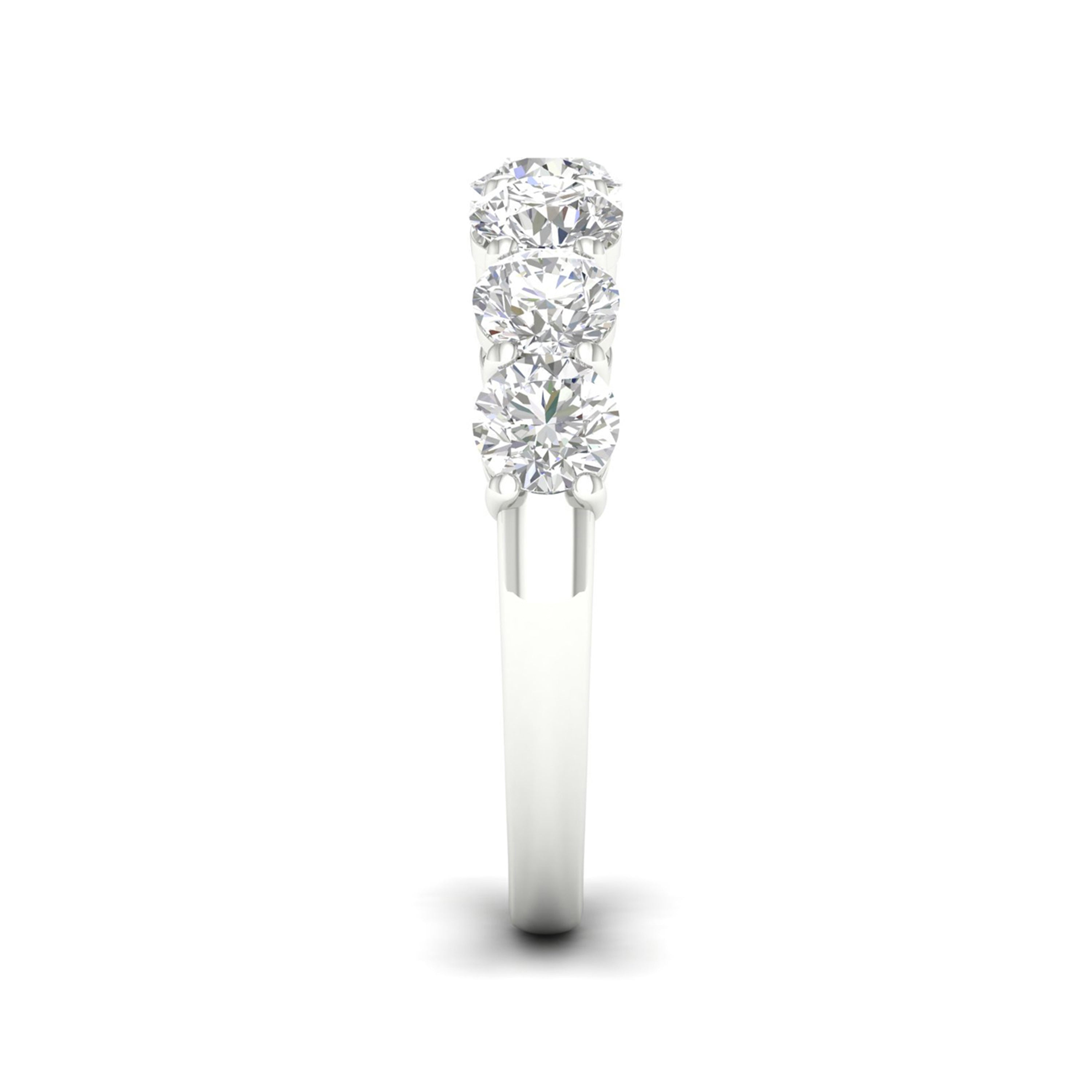 2.00-5.00 Carat T.W. Round-cut Lab Grown Diamond (F/VS+) 14K Gold 7 Stone Band Ring