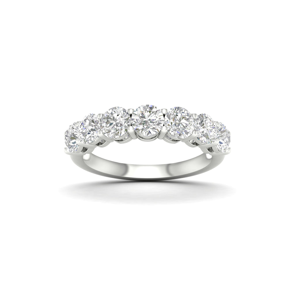 2.00-5.00 Carat T.W. Round-cut Lab Grown Diamond (F/VS+) 14K Gold 7 Stone Band Ring