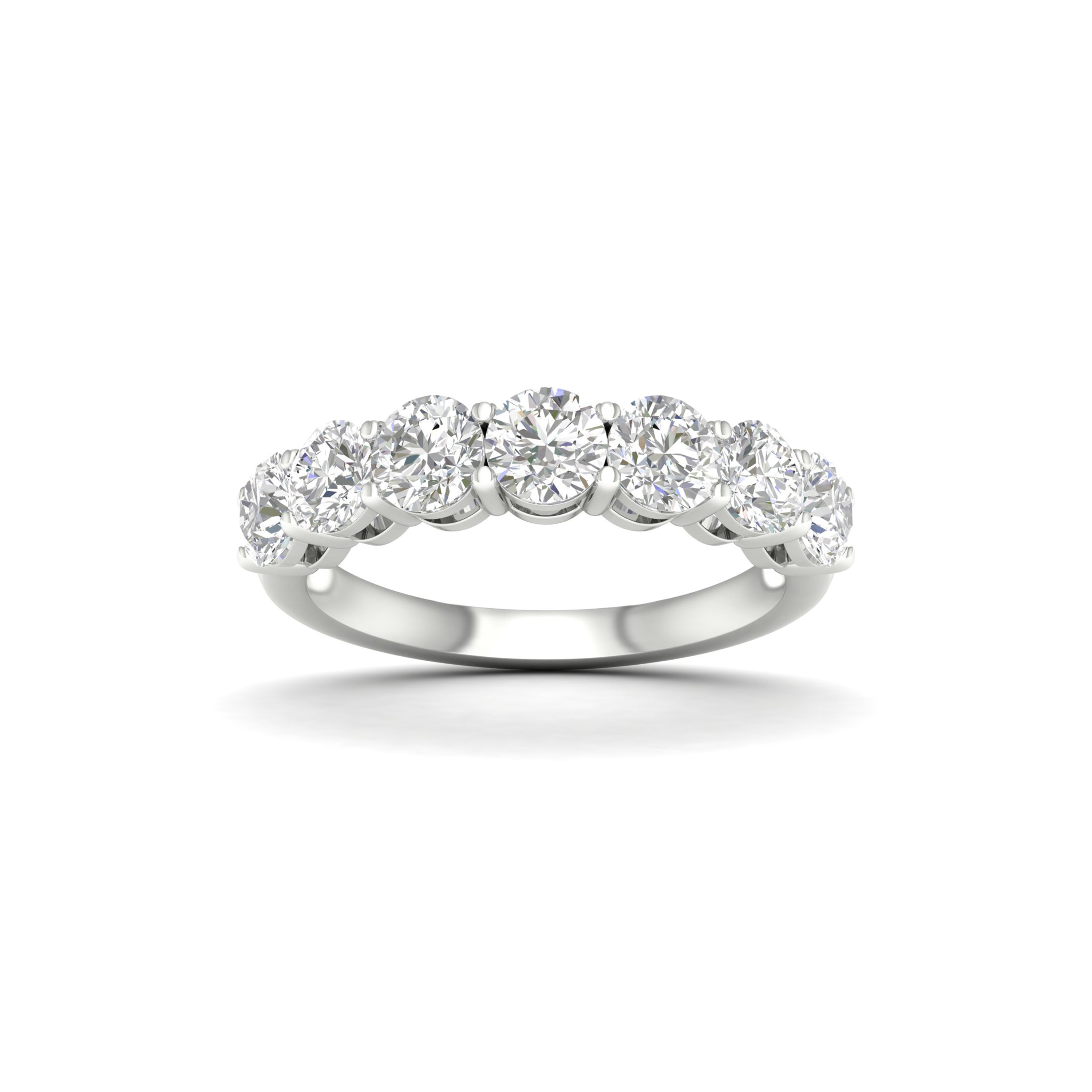 2.00-5.00 Carat T.W. Round-cut Lab Grown Diamond (F/VS+) 14K Gold 7 Stone Band Ring