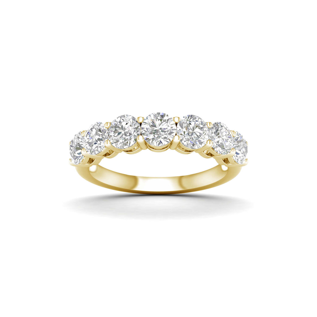2.00-5.00 Carat T.W. Round-cut Lab Grown Diamond (F/VS+) 14K Gold 7 Stone Band Ring