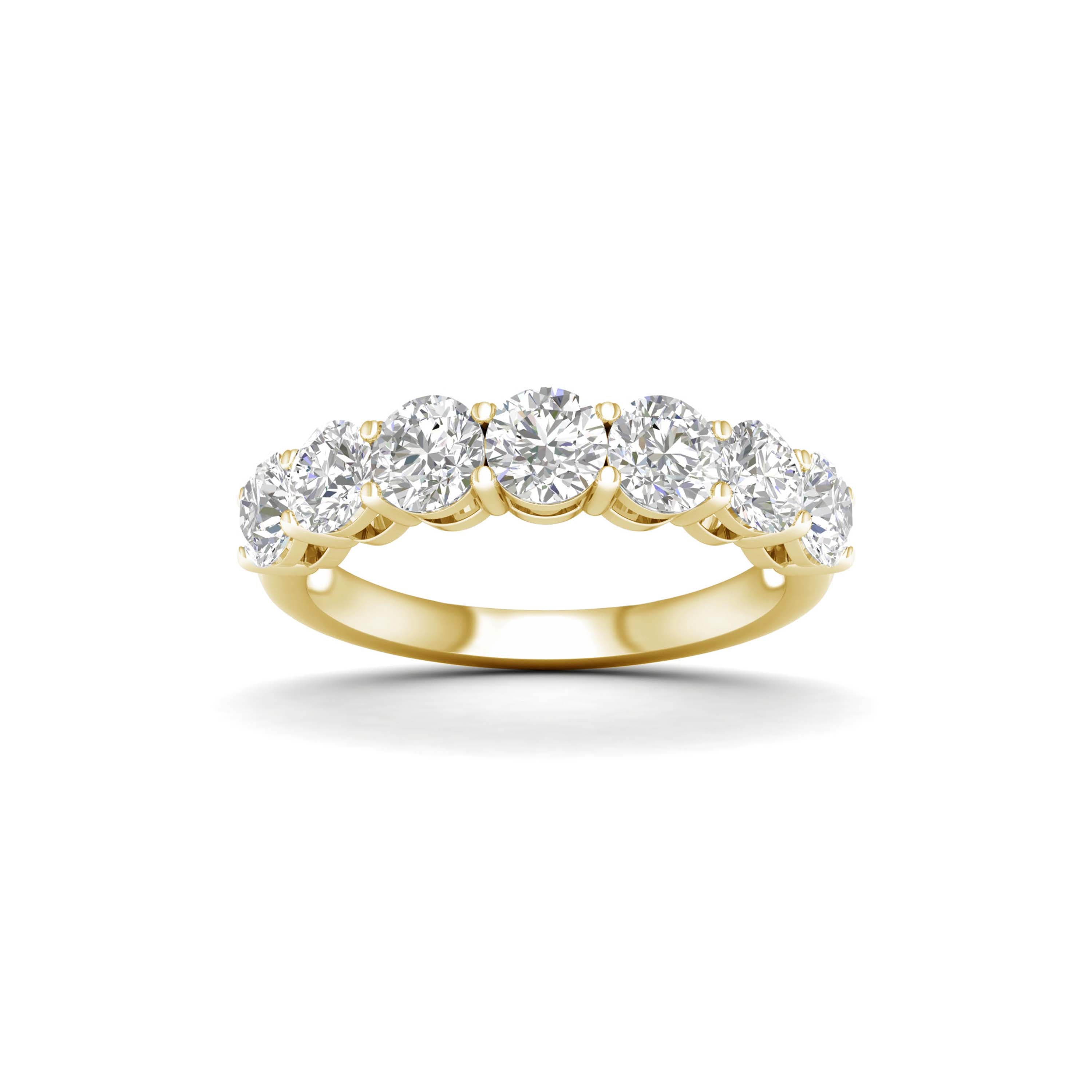 2.00-5.00 Carat T.W. Round-cut Lab Grown Diamond (F/VS+) 14K Gold 7 Stone Band Ring