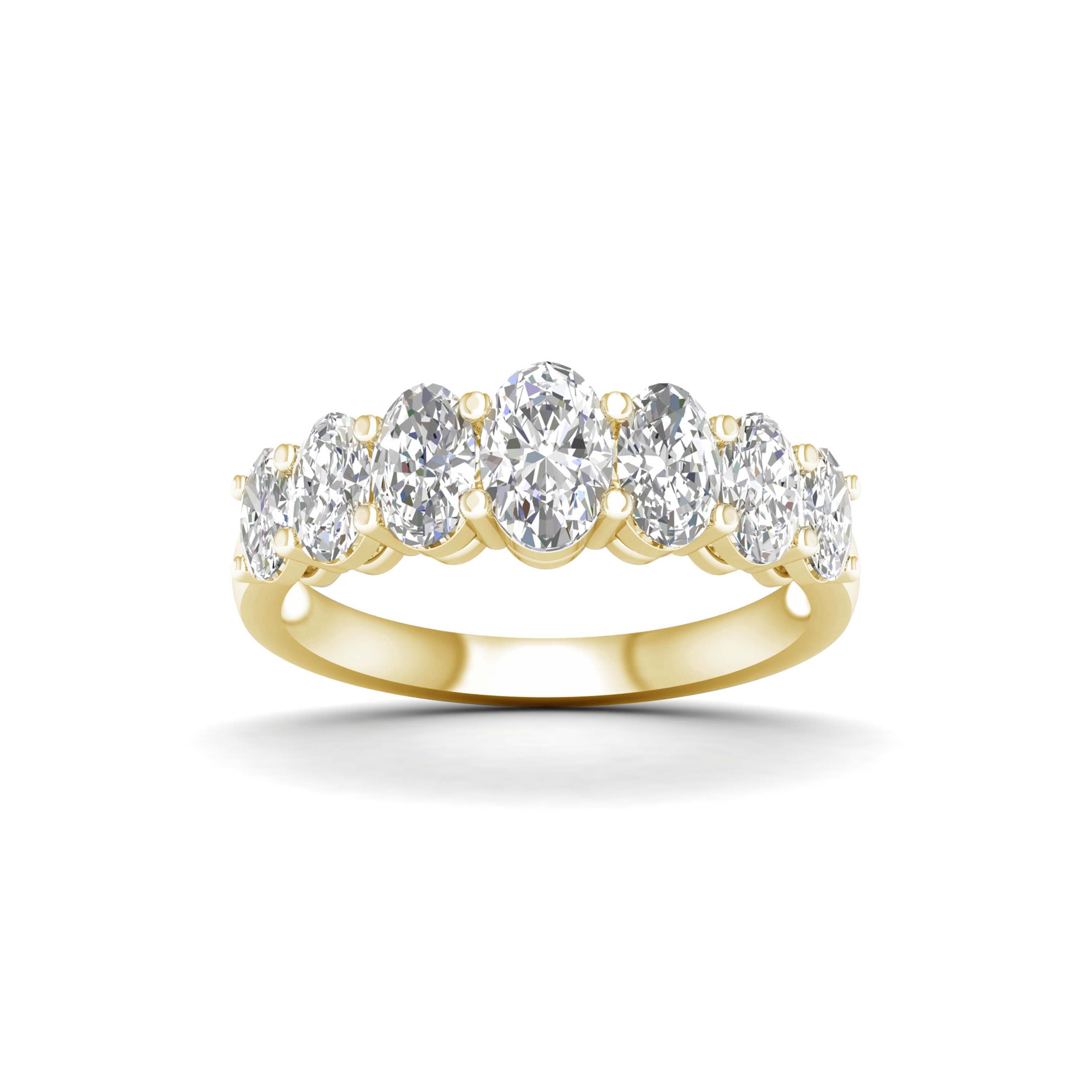 2.00 Carat T.W. Oval-cut Lab Grown Diamond (F/VS+) 14K Gold 7 Stone Ring