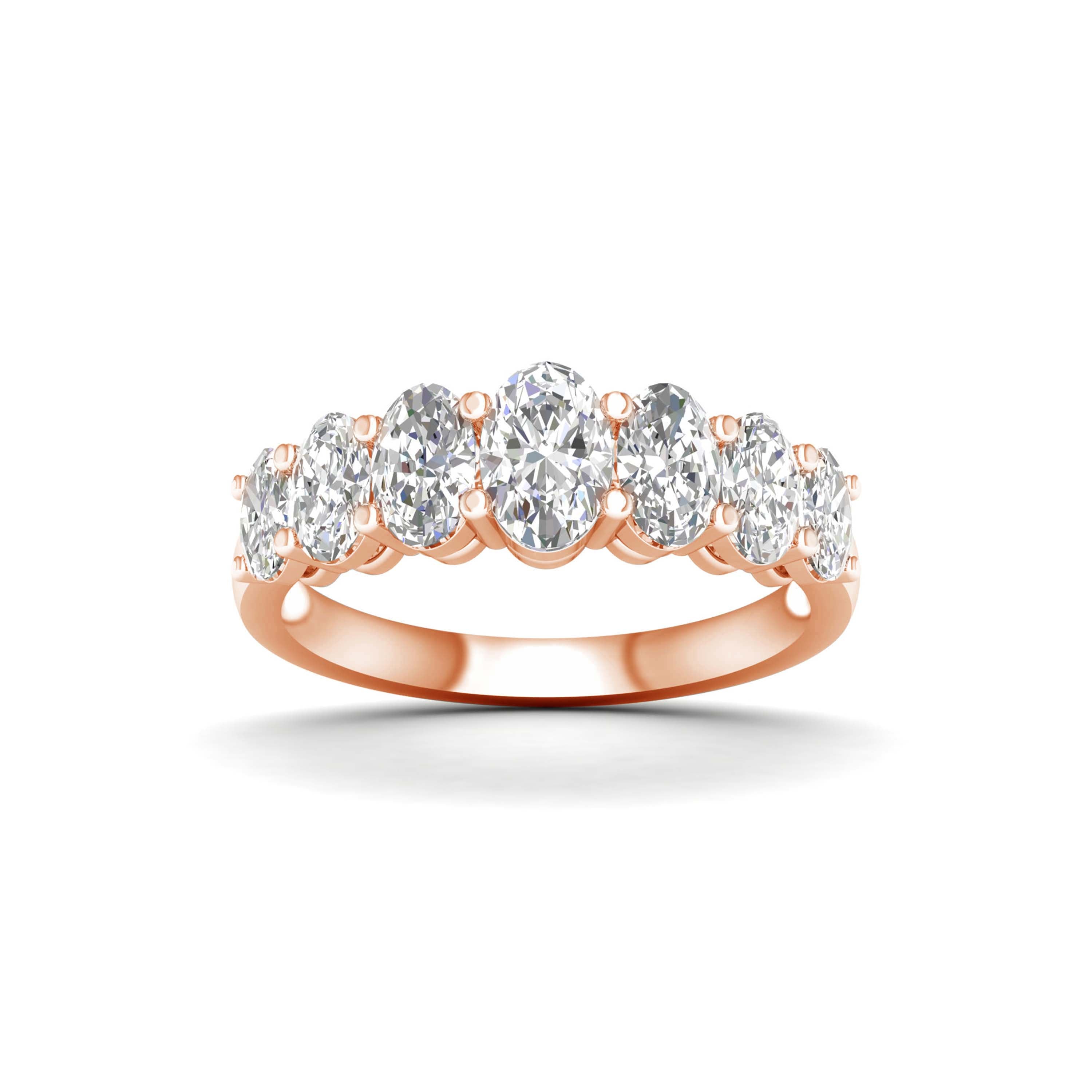 2 7/8 Carat T.W. Oval-cut Lab Grown Diamond (F/VS+) 14K Gold 7 Stone Ring