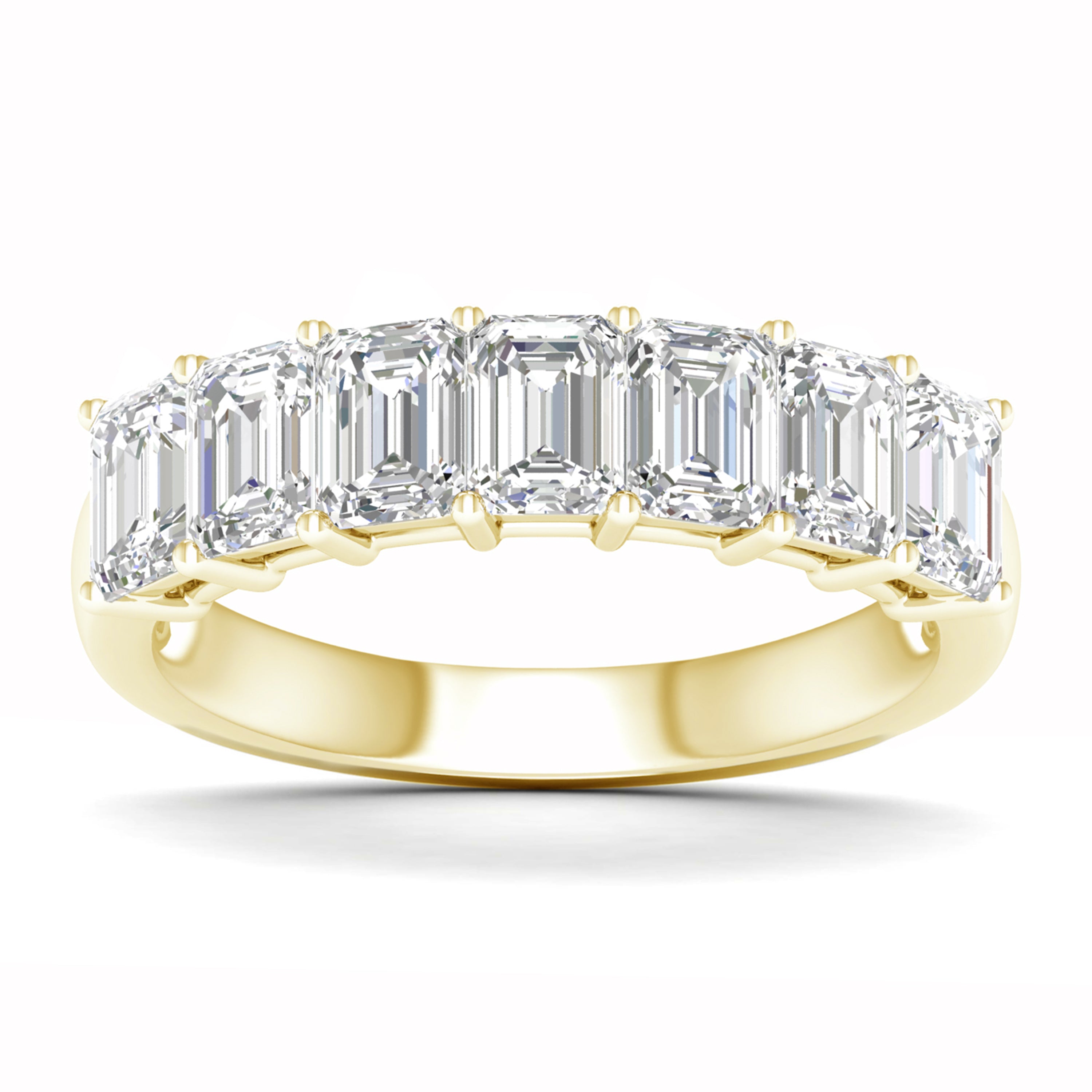 2 1/3 Carat T.W. Emerald-cut Lab Grown Diamond (F/VS+) 14K Gold 7 Stone Ring