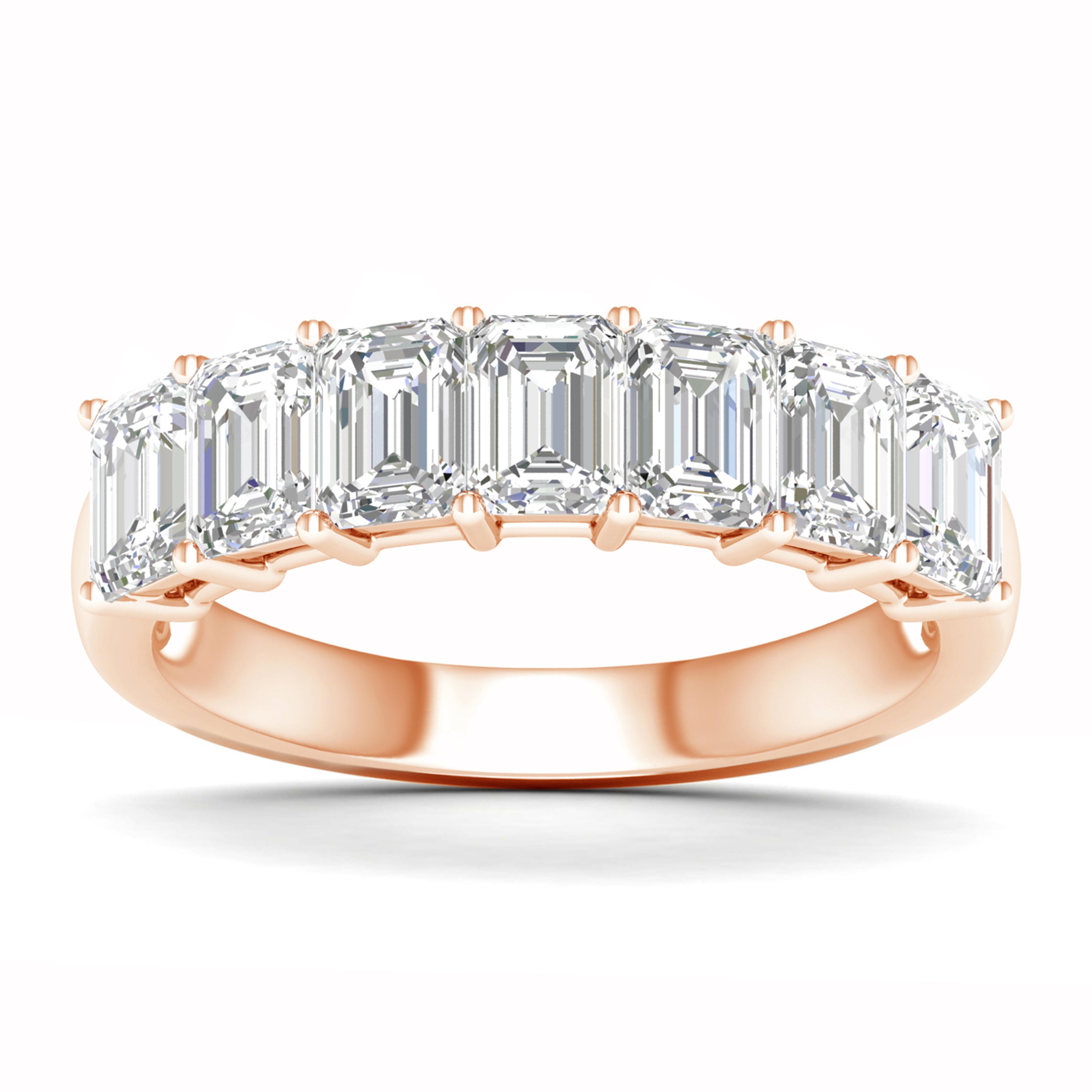 2 1/3 Carat T.W. Emerald-cut Lab Grown Diamond (F/VS+) 14K Gold 7 Stone Ring