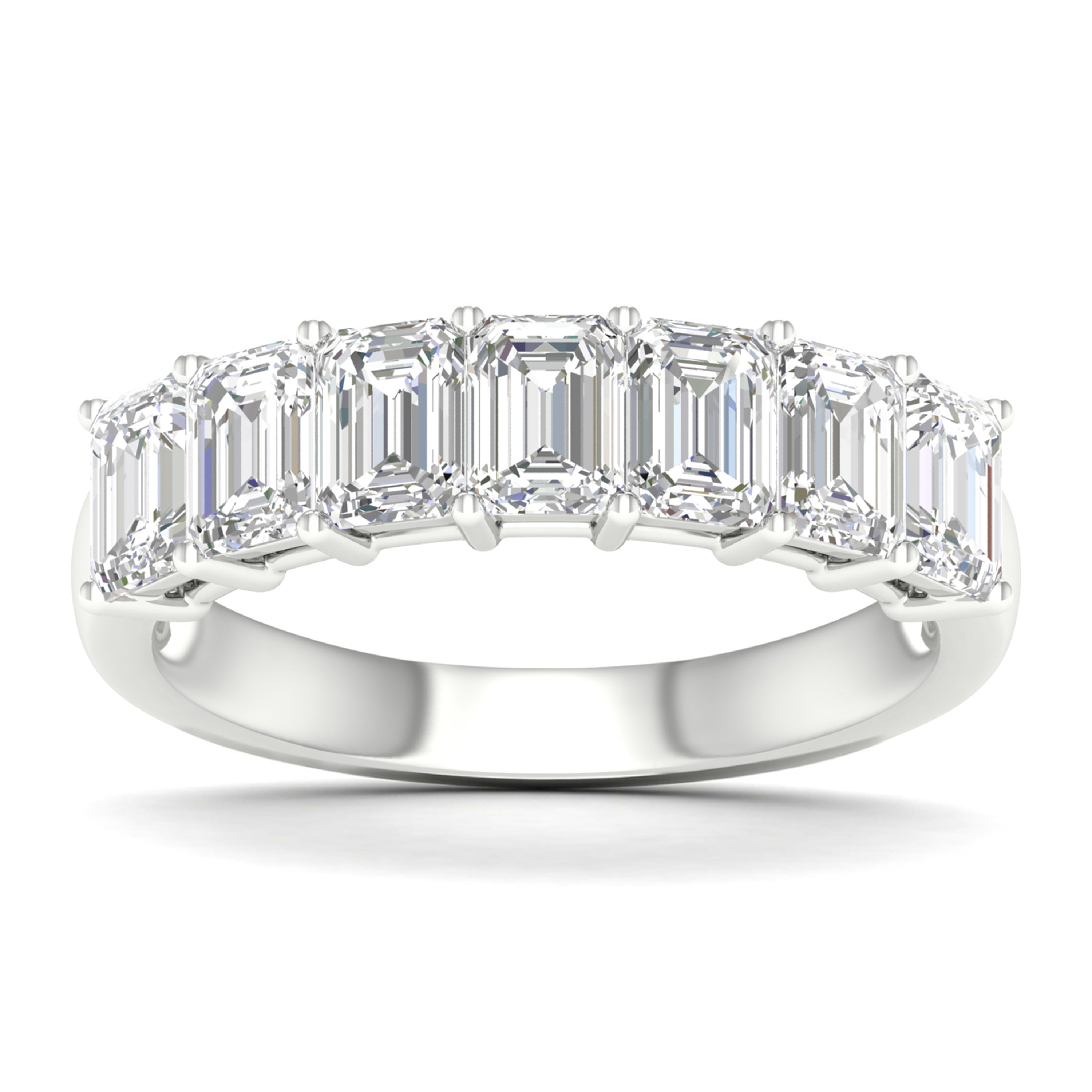 3 1/2 Carat T.W. Emerald-cut Lab Grown Diamond (F/VS+) 14K Gold 7 Stone Ring