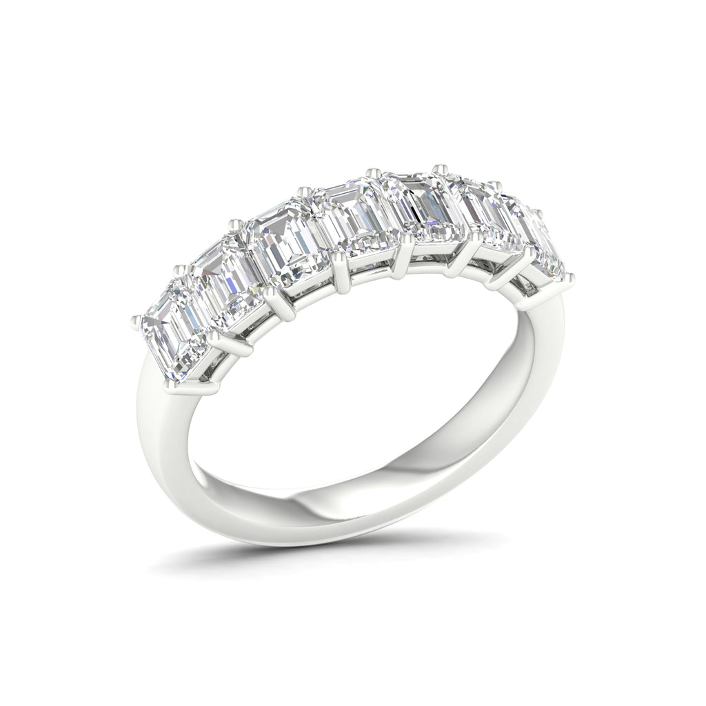 5 1/4 Carat T.W. Emerald-cut Lab Grown Diamond (F/VS+) 14K Gold 7 Stone Ring