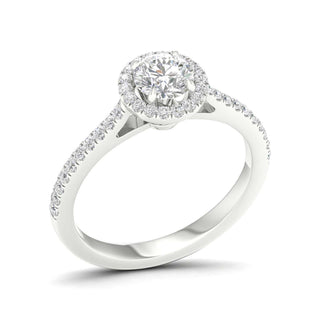 1.00 Carat T.W. Round-cut Lab Grown Diamond ( G-H/VS ) 14K Gold Halo Ring